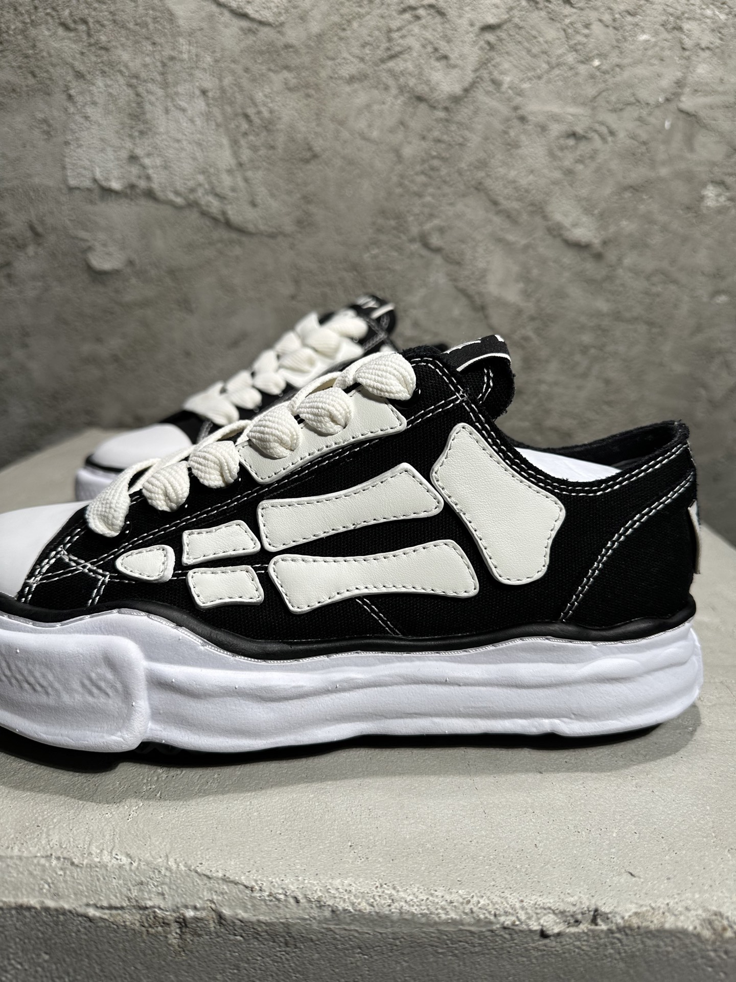  Maison Mihara MMY AMIRI  低筒 溶胶鞋 帆布鞋 板鞋 休闲鞋 增高鞋 男鞋 女鞋  骨骼黑色 AMFOSR1076-001