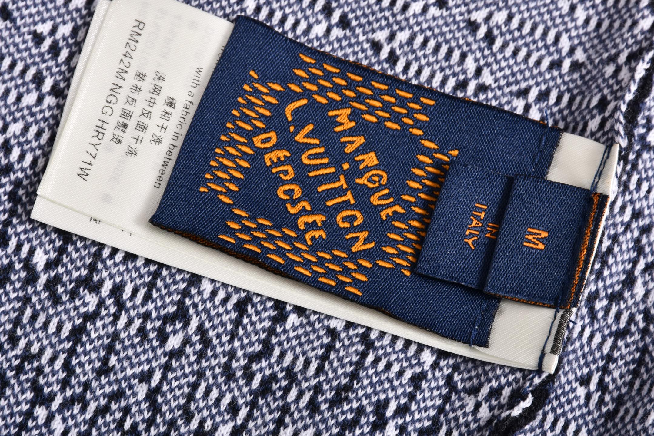  LOUIS VUITTON 路易威登 LV 白蓝格针织衬衫 夏季 T恤 男女同款  短袖  白蓝B0-1AFXS1