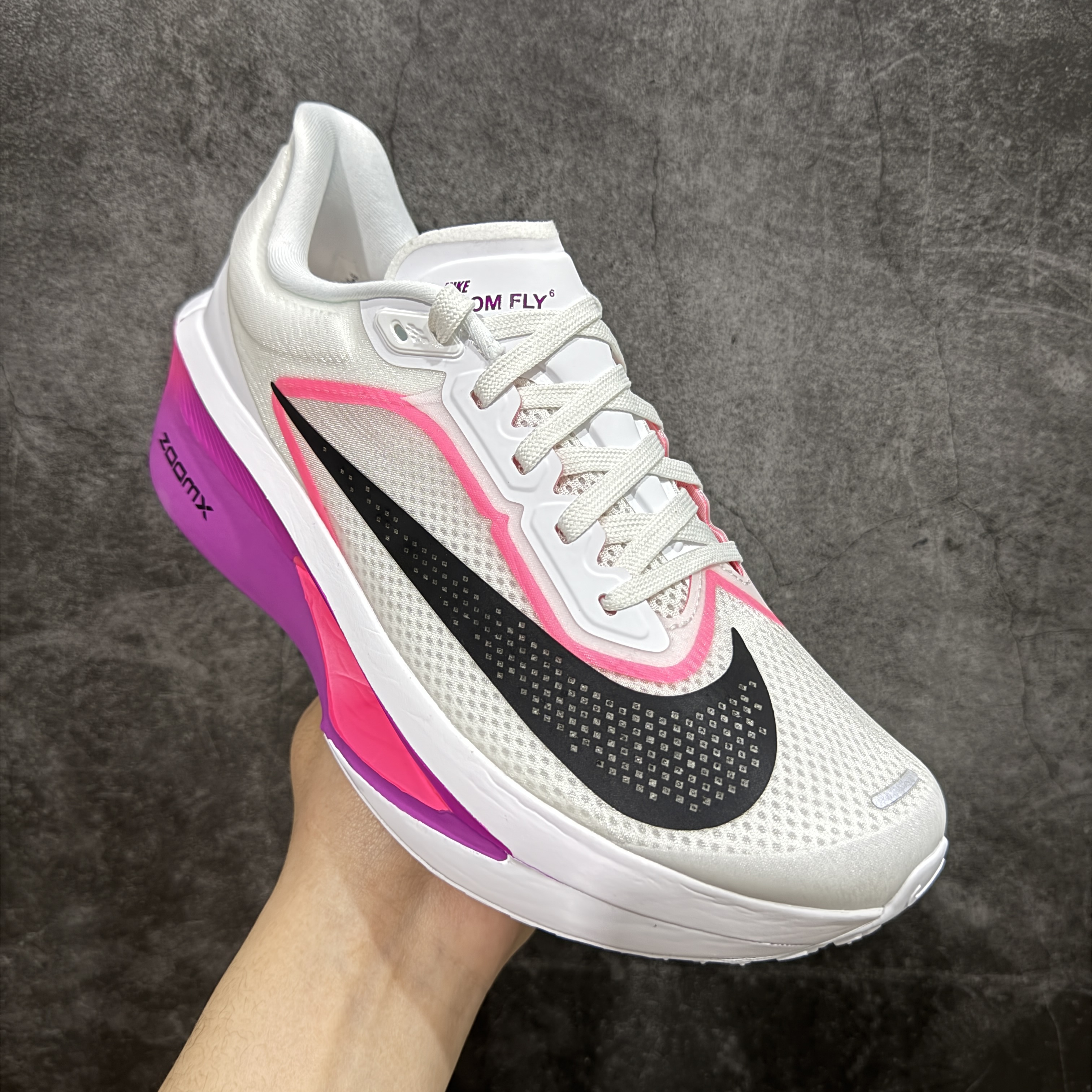 Zomm Fly6 竞速飞行6代 低筒 轻质缓震透气休闲运动 跑步鞋 波鞋 女款 男款 真碳板 白紫色 FN8455 FN8454-101