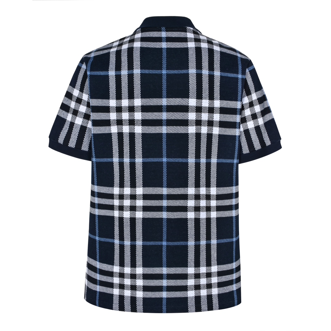  Burberry 巴宝莉蓝格纹针织polo衫   短袖 T恤 夏季蓝色-B0
