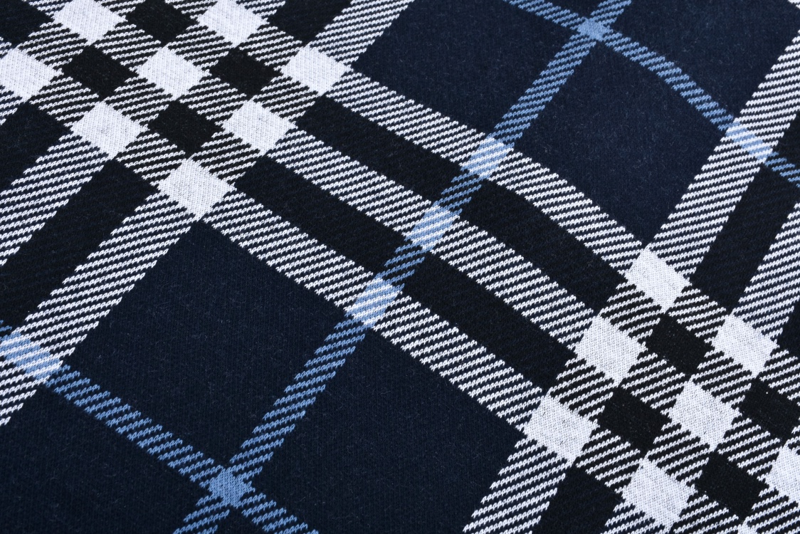  Burberry 巴宝莉蓝格纹针织polo衫   短袖 T恤 夏季蓝色-B0