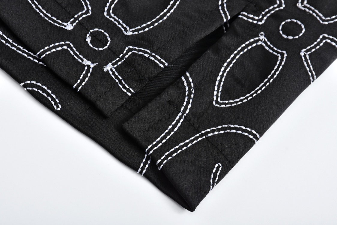  LOUIS VUITTON 路易威登 LV 蔓藤靴线绣花刺绣 衬衫夏季 T恤 男女同款  短袖 黑色A5