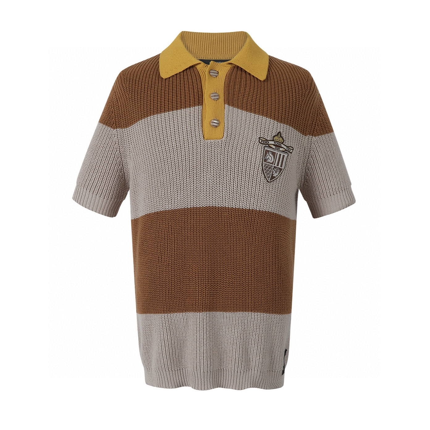 FENDI 芬迪混合平纹针织polo  T恤 短袖  夏季 男女同款 棕色A5