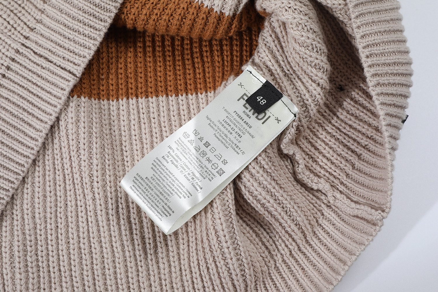 FENDI 芬迪混合平纹针织polo  T恤 短袖  夏季 男女同款 棕色A5