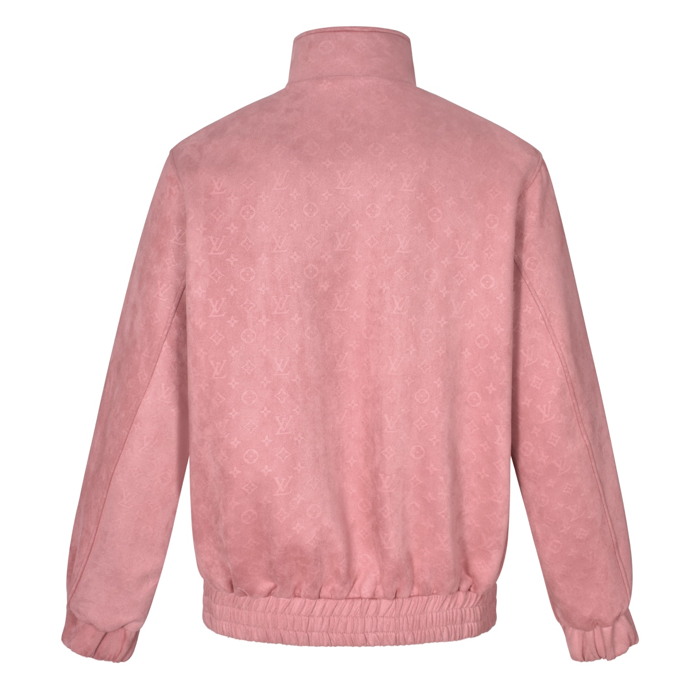 LOUIS VUITTON 路易威登 LV 绒面麂皮满印拉链立领夹克 外套 凤搂  粉色-D0