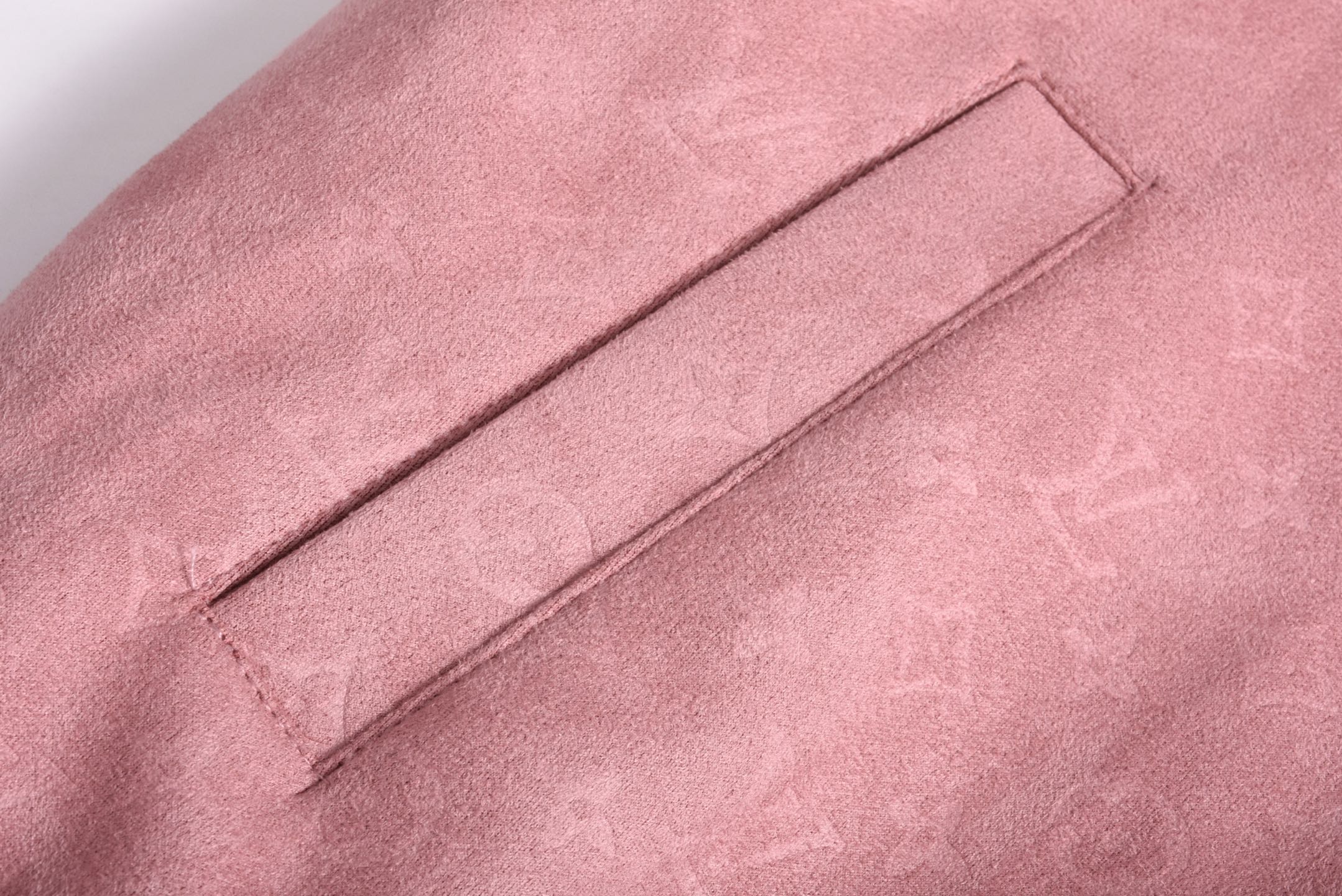 LOUIS VUITTON 路易威登 LV 绒面麂皮满印拉链立领夹克 外套 凤搂  粉色-D0