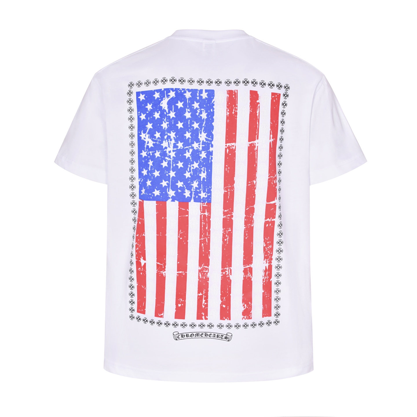 Chrome Hearts 克罗心 美国国旗 字母 印花 短袖 T恤 黑色 白色A0