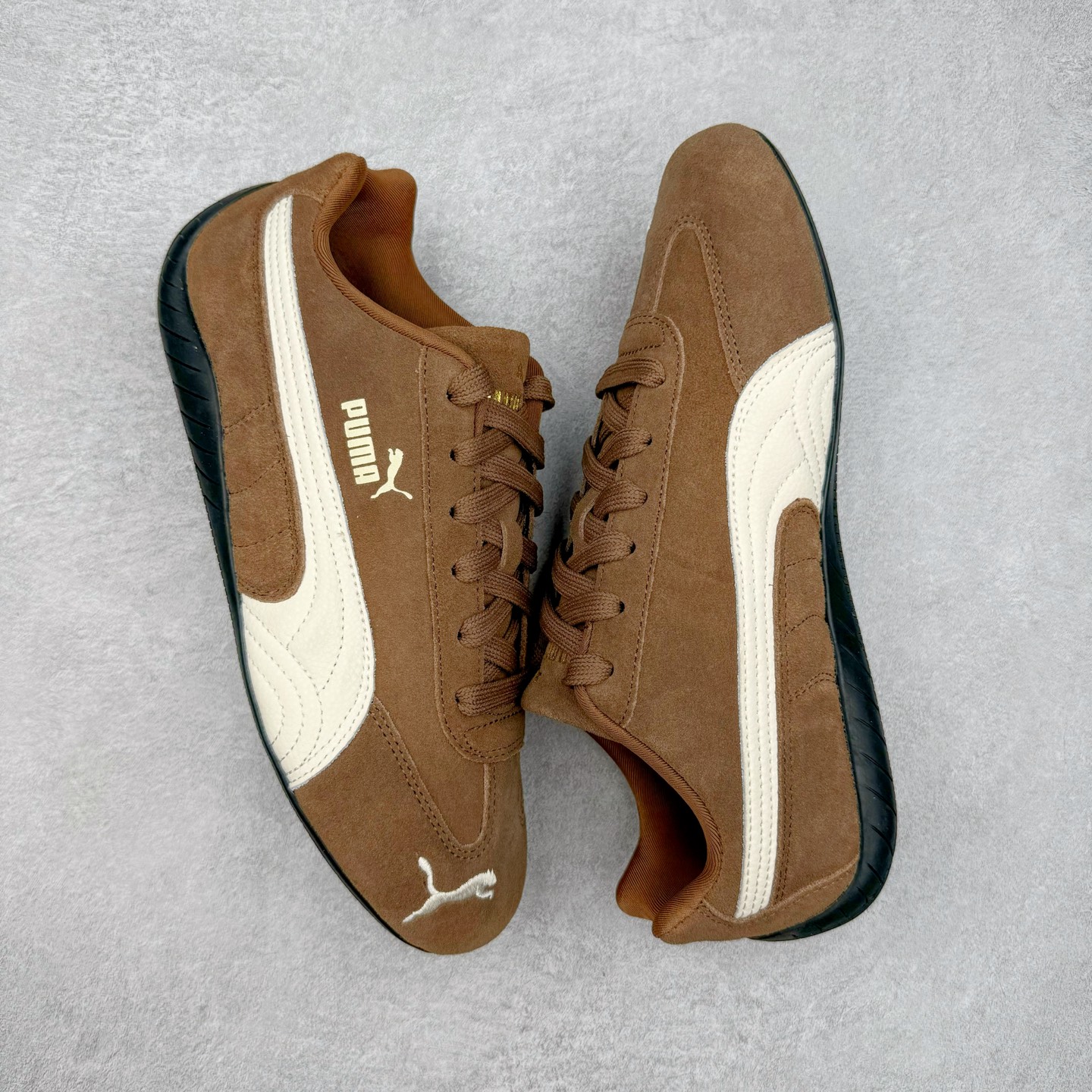 PUMA  Speedcat  圆头系带 二层绒面皮防滑耐磨 低筒 舒适时尚 赛车 跑步鞋 休闲鞋 波鞋 深棕色 406329-31