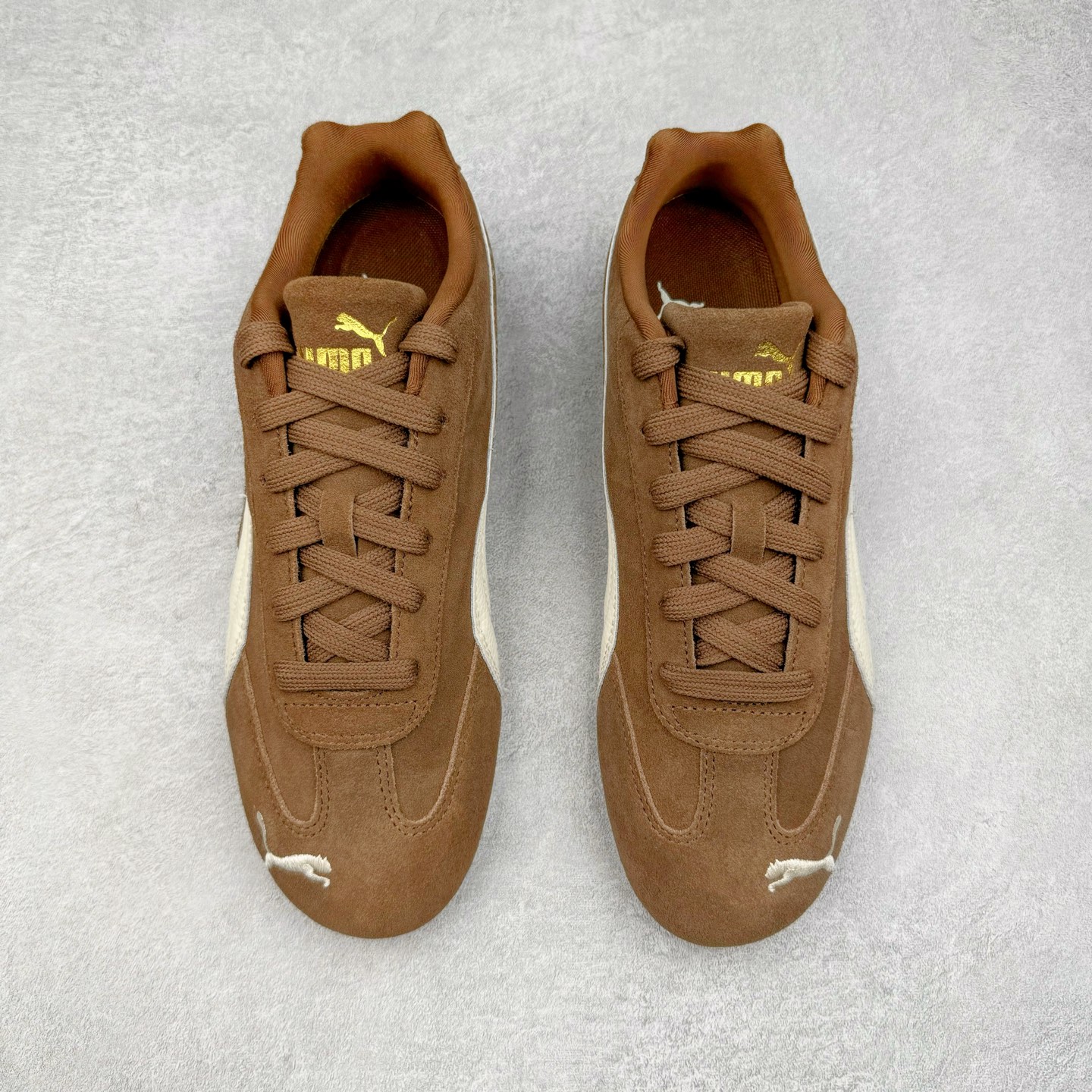 PUMA  Speedcat  圆头系带 二层绒面皮防滑耐磨 低筒 舒适时尚 赛车 跑步鞋 休闲鞋 波鞋 深棕色 406329-31