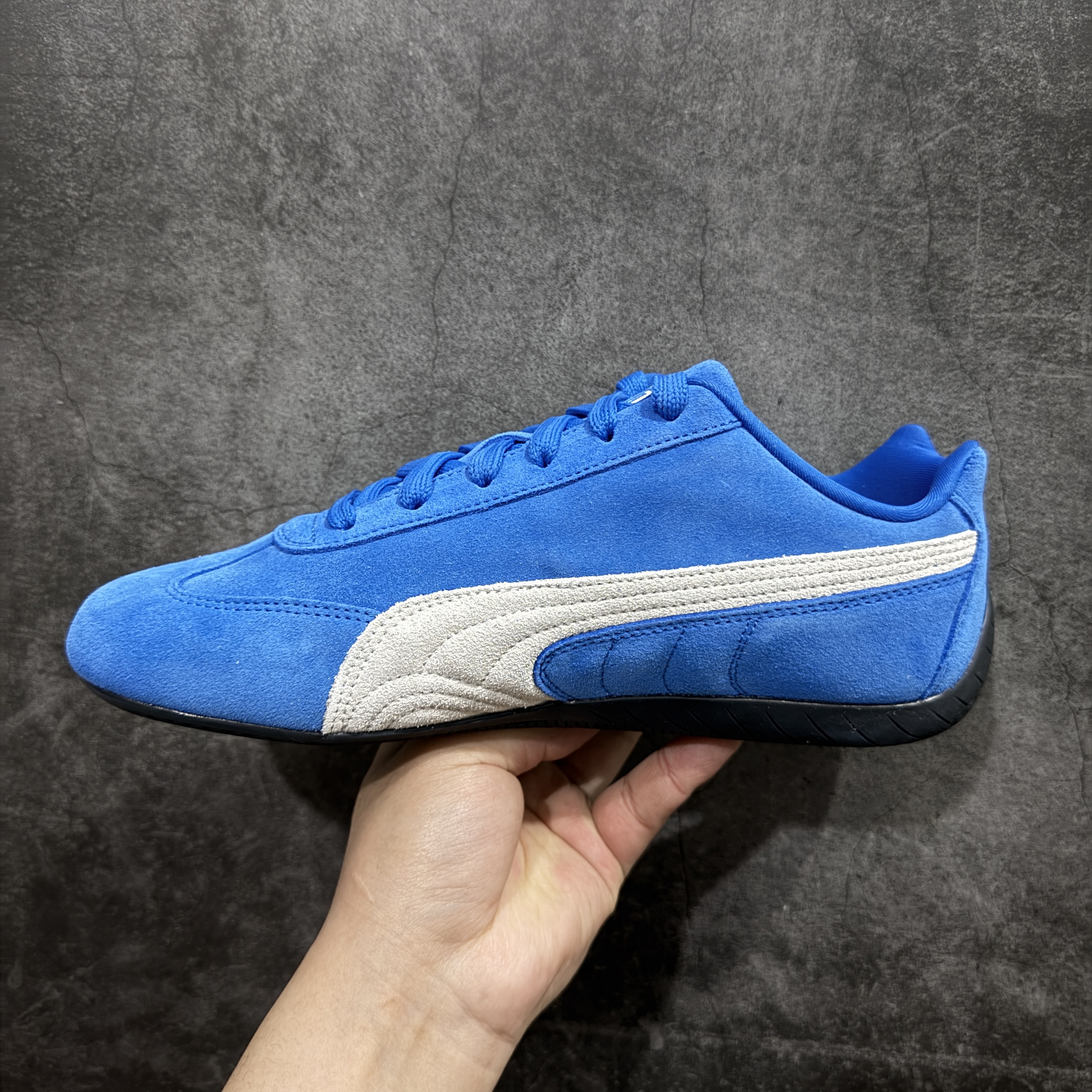 PUMA  Speedcat  圆头系带 二层绒面皮防滑耐磨 低筒 舒适时尚 赛车 跑步鞋 休闲鞋 波鞋 蓝白色 398846-18