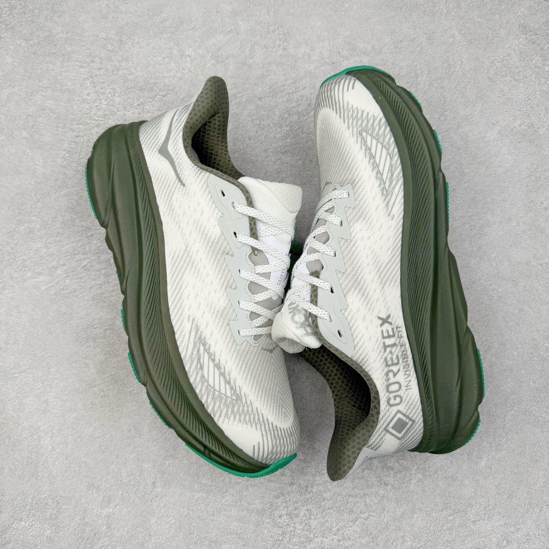 防水款 Hoka ONE ONE Clifton 9 克里夫顿 9 低筒 舒适运动 防滑耐磨 透气跑步鞋 运动 波鞋 灰绿 1141470-STLV