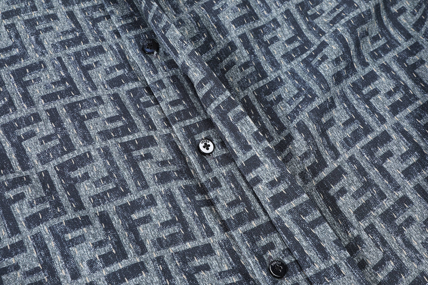 FENDI 芬迪 全幅FF 衬衫 T恤 短袖  夏季 男女同款 深灰色B0