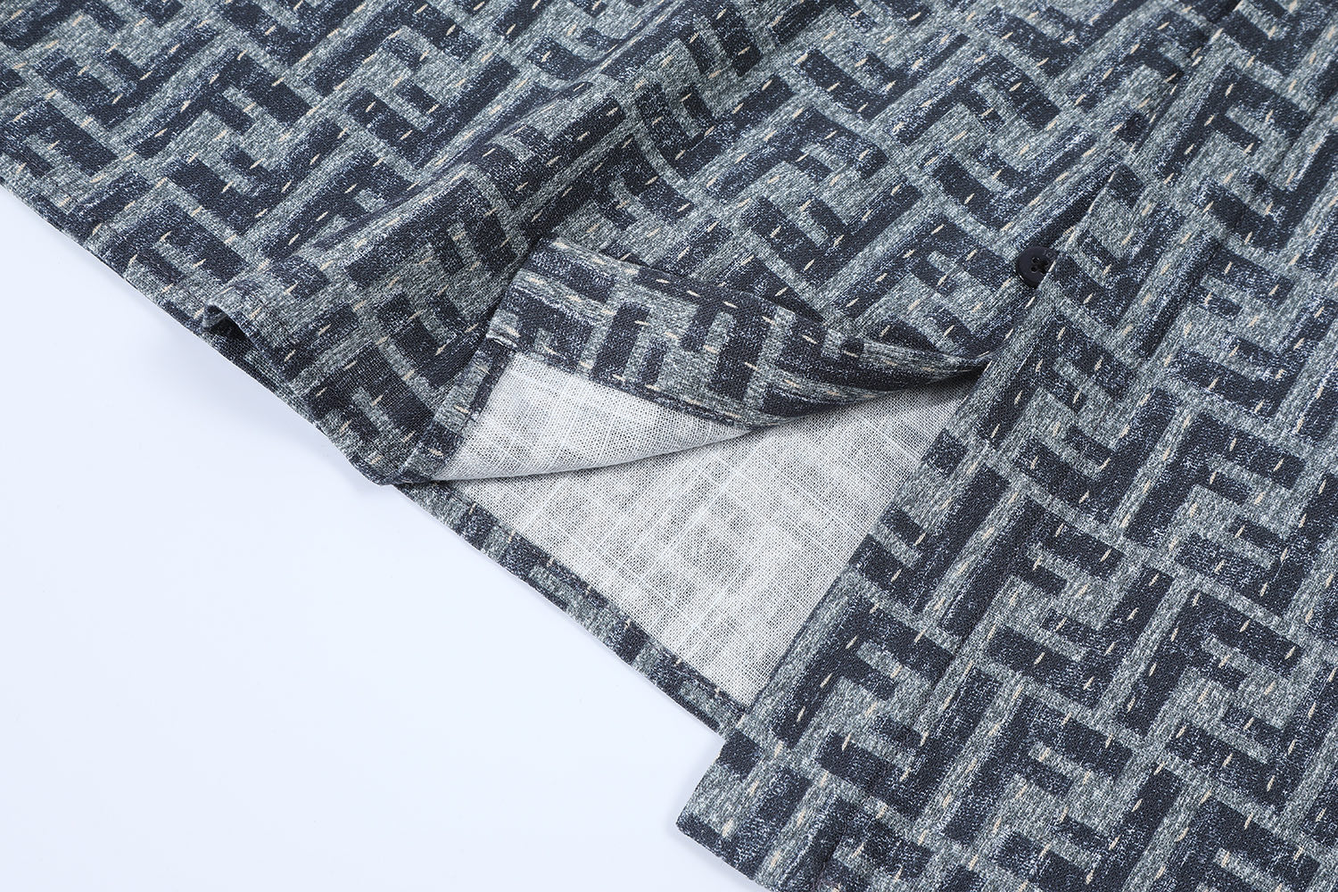 FENDI 芬迪 全幅FF 衬衫 T恤 短袖  夏季 男女同款 深灰色B0