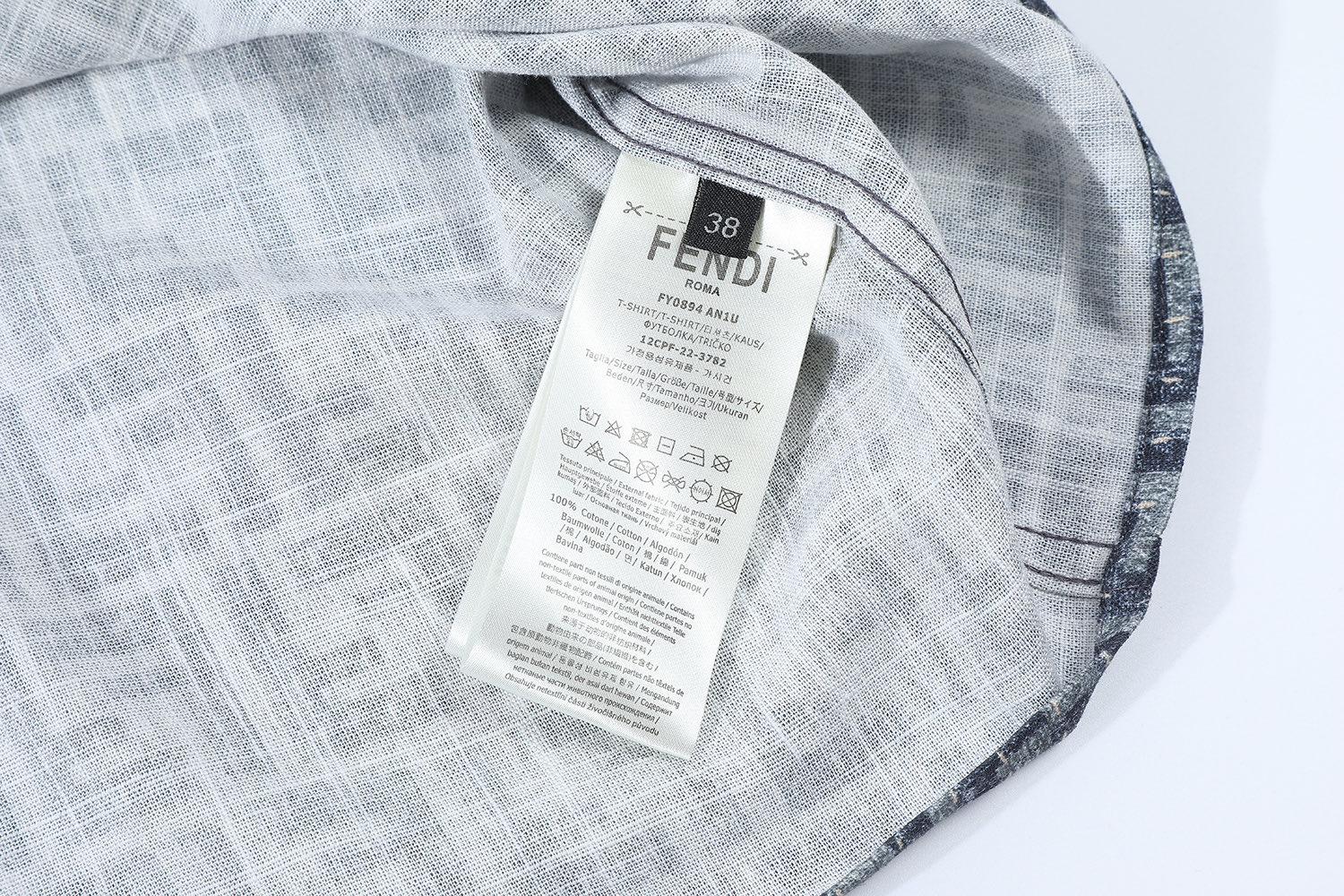 FENDI 芬迪 全幅FF 衬衫 T恤 短袖  夏季 男女同款 深灰色B0