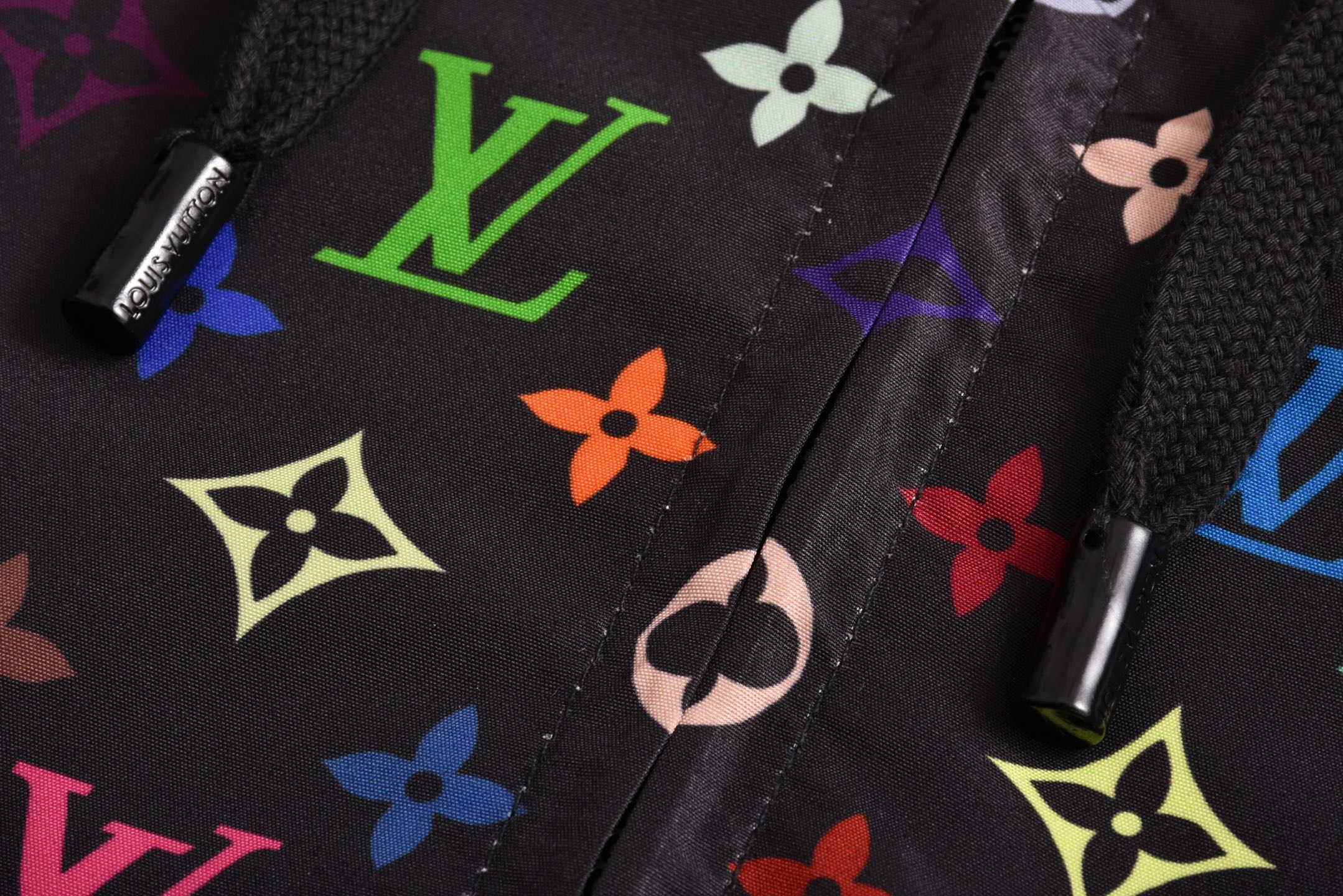 LOUIS VUITTON 路易威登 LV  村上隆 连帽 夹克 风衣 外套 凤搂  黑色 白色 B5