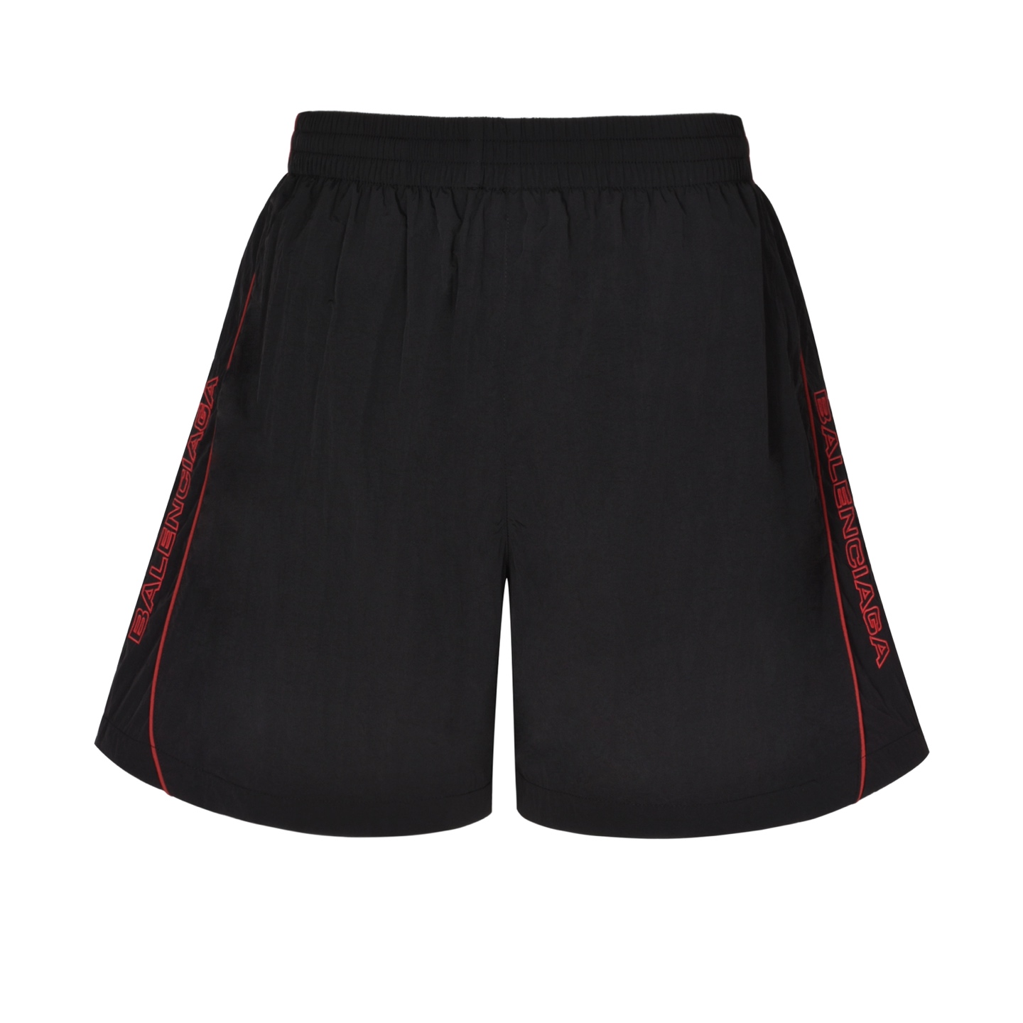 Balenciaga 巴黎世家 红刺绣尼龙 松紧腰运动裤 短裤 裤子 休闲裤 黑色-A5