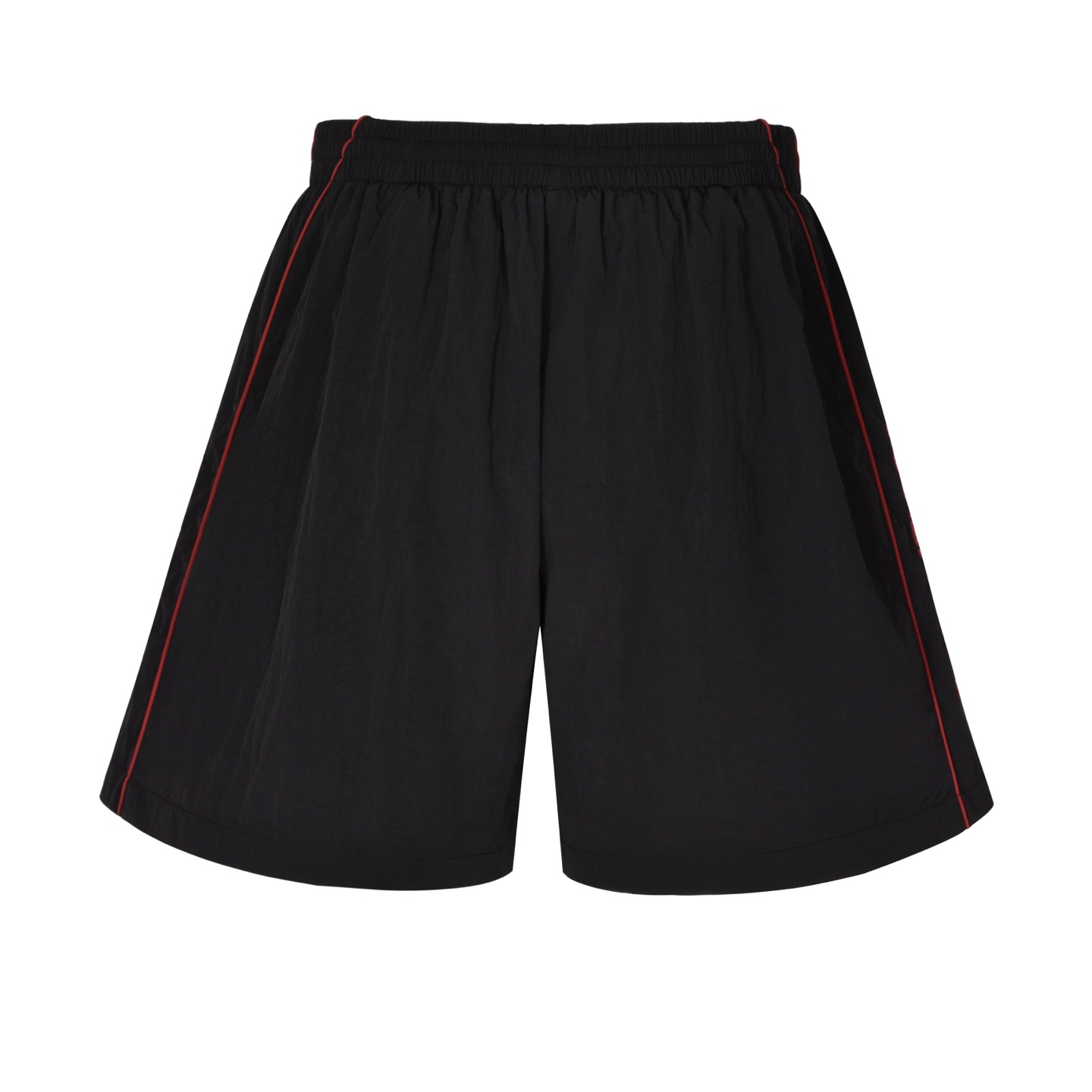 Balenciaga 巴黎世家 红刺绣尼龙 松紧腰运动裤 短裤 裤子 休闲裤 黑色-A5