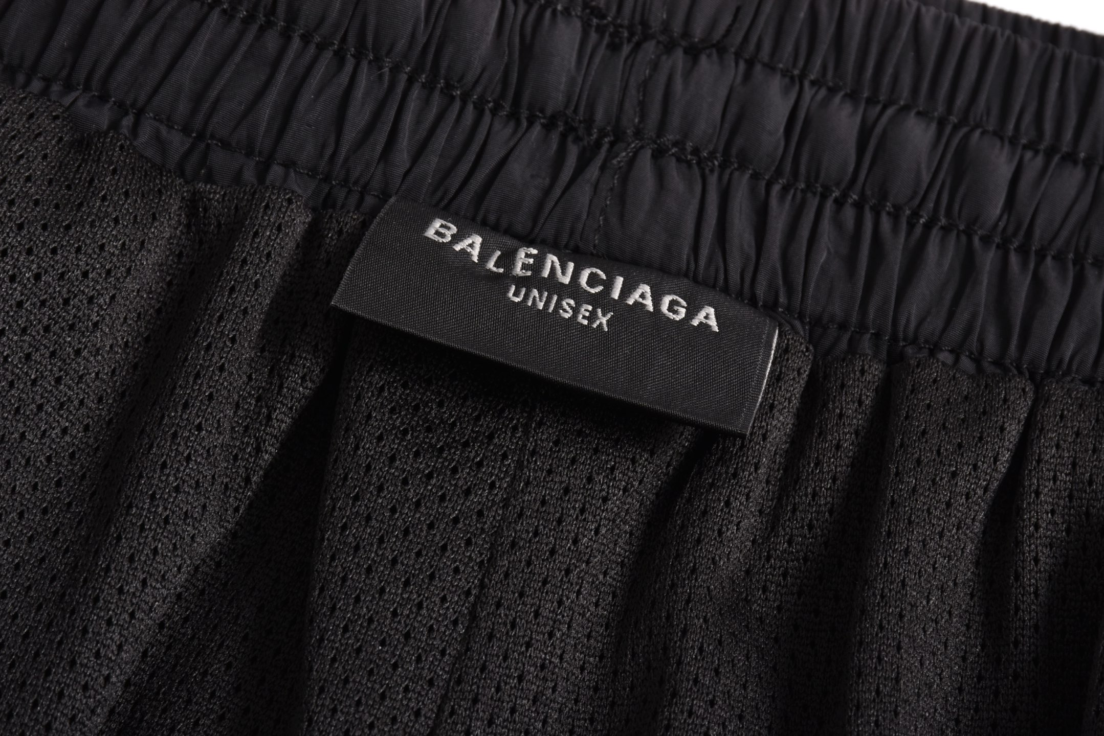 Balenciaga 巴黎世家 红刺绣尼龙 松紧腰运动裤 短裤 裤子 休闲裤 黑色-A5