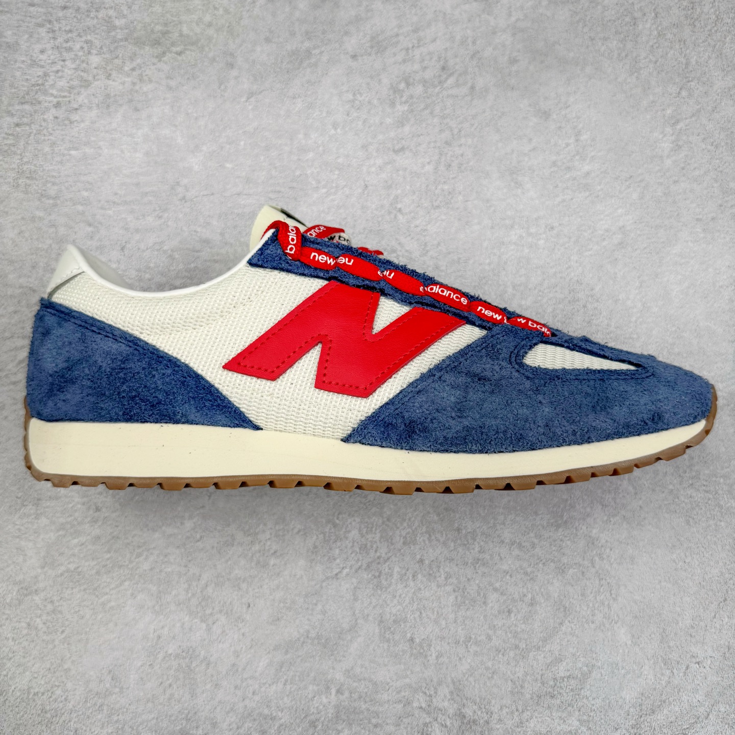 New Balance NB 471 低筒 织物牛剖层革 复古时尚 防滑耐磨 生活休闲鞋 波鞋  男女同款 米白深蓝色 U471AK