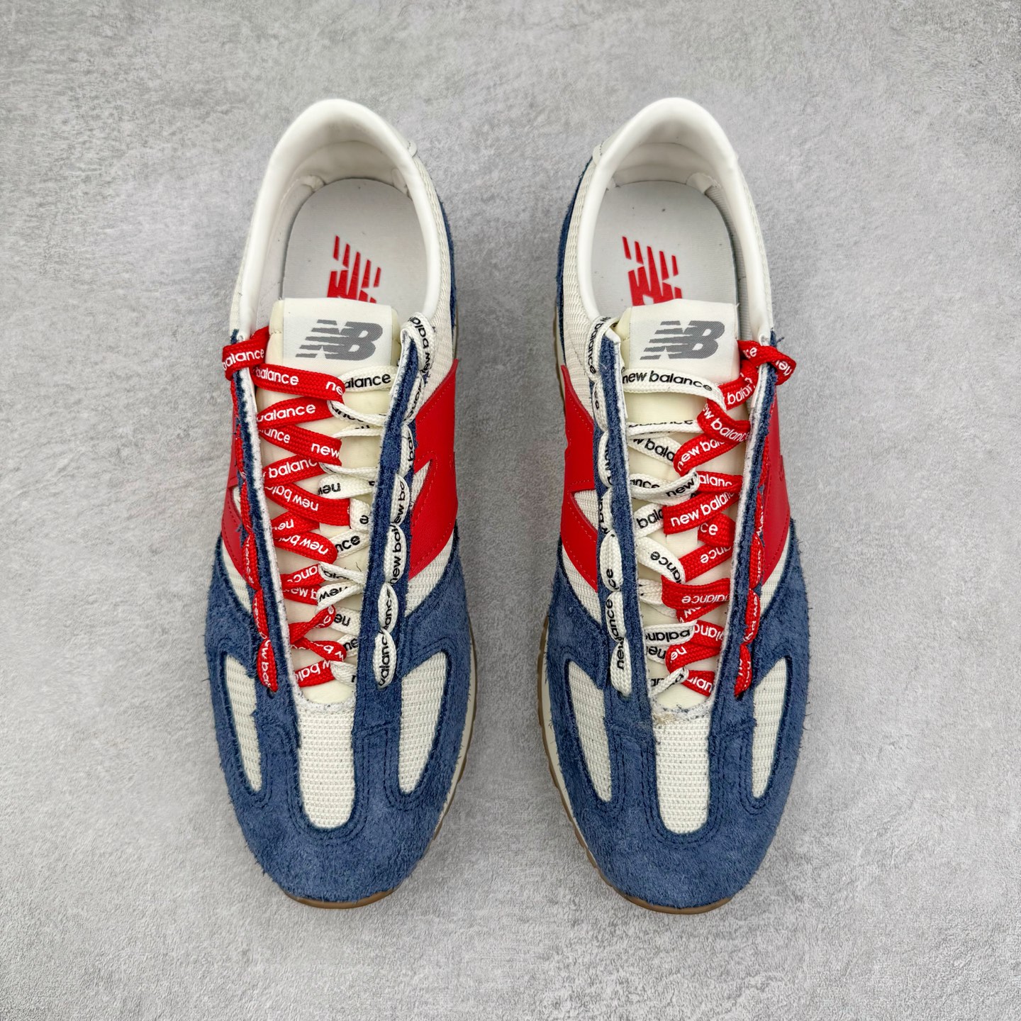 New Balance NB 471 低筒 织物牛剖层革 复古时尚 防滑耐磨 生活休闲鞋 波鞋  男女同款 米白深蓝色 U471AK