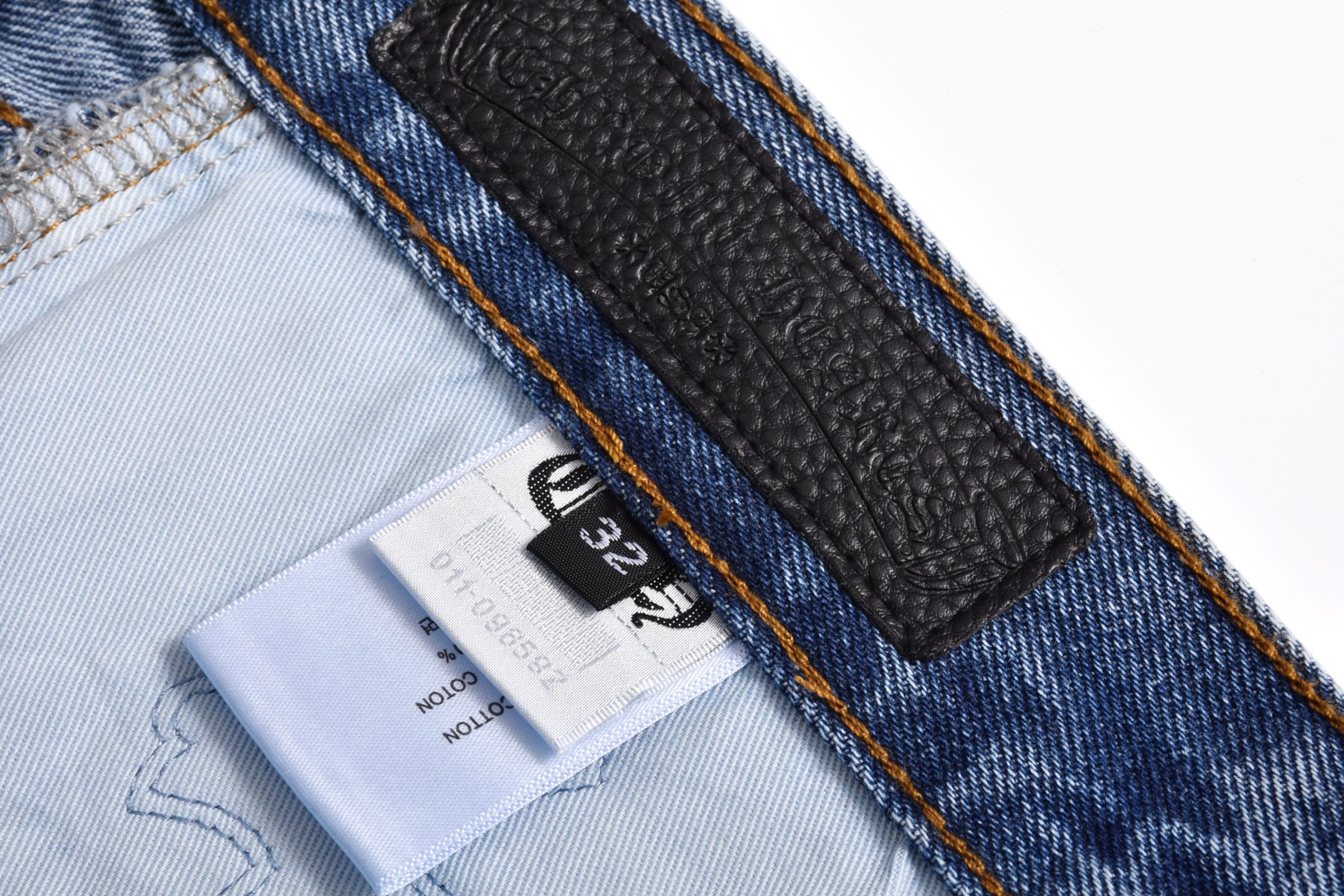 Chrome Hearts 克罗心黑白拍拼皮 牛仔裤  长裤 休闲裤  蓝色C0