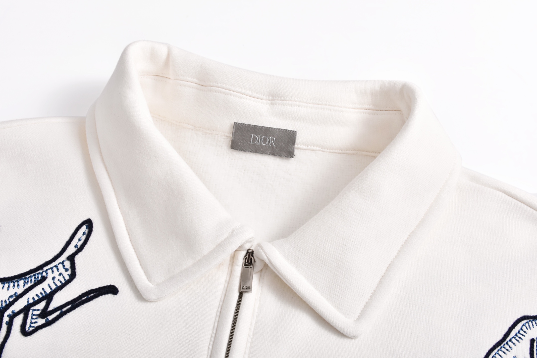 DIOR 迪奥 动物刺绣半拉链 卫衣  秋冬 外套 长袖 白色B0