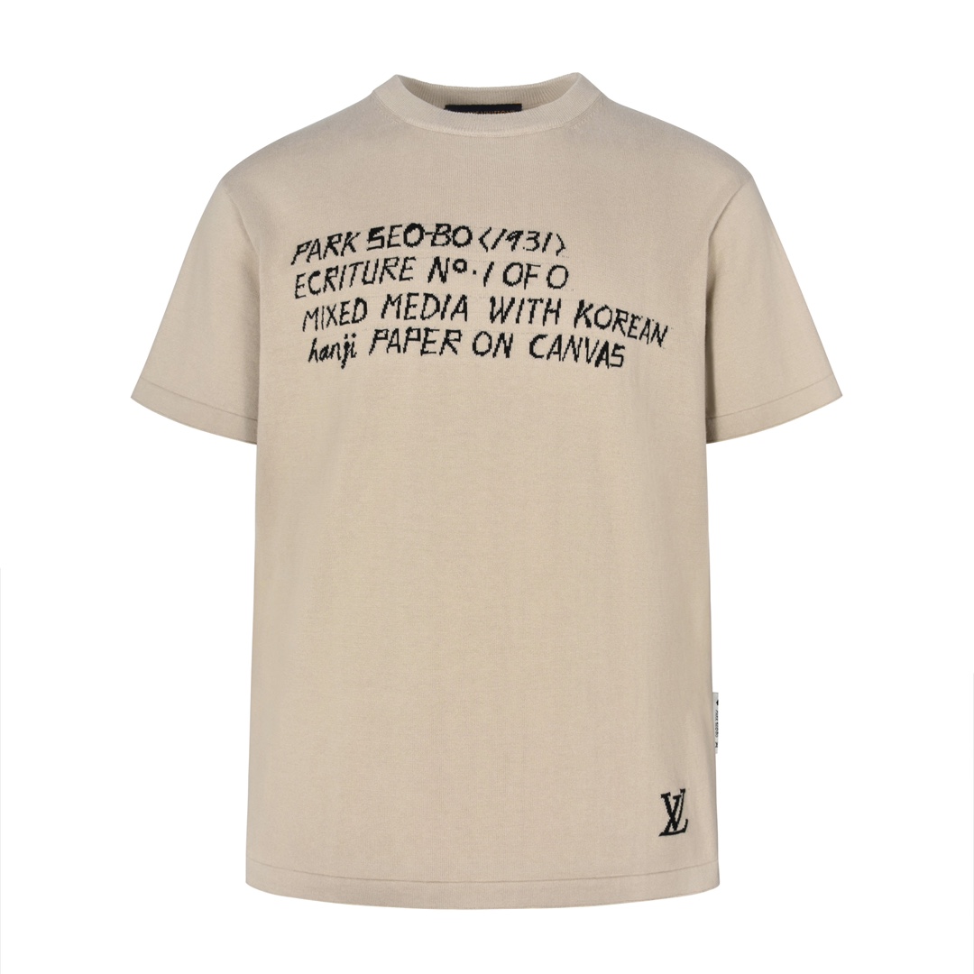 LOUIS VUITTON 路易威登 LV 字母提花毛织  夏季 T恤 男女同款  短袖 杏色A5