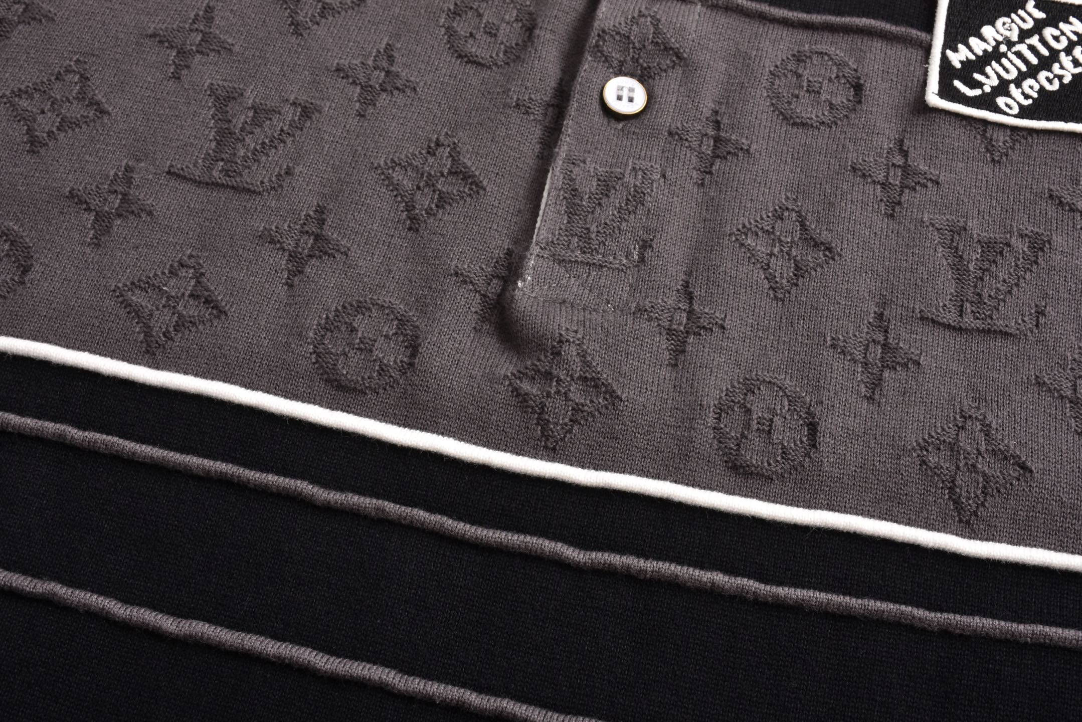 LOUIS VUITTON 路易威登 LV  拼色提花logo 针织 polo衫 外套 秋冬 凤搂  黑灰B0
