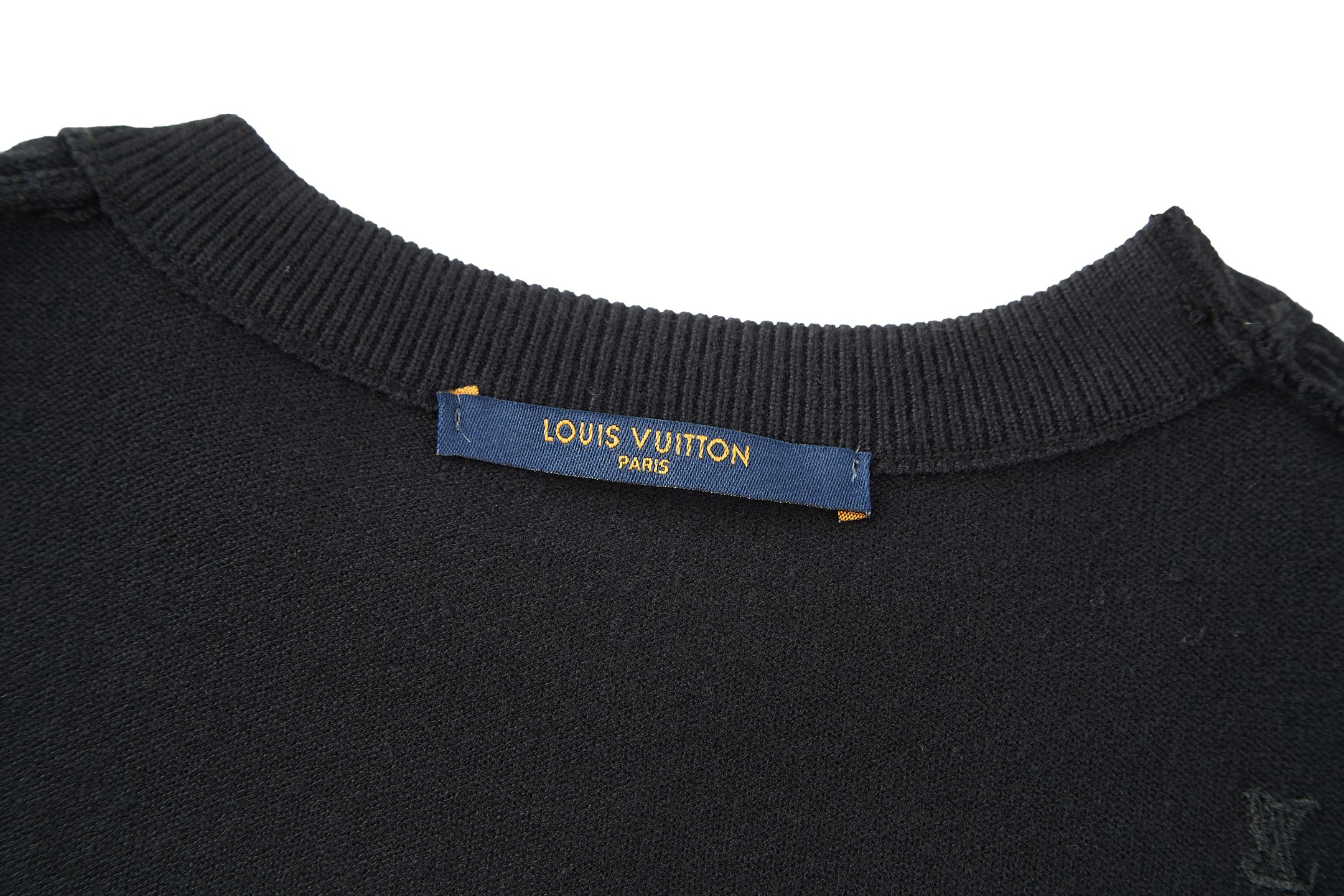 LOUIS VUITTON 路易威登 LV  满身刺绣毛织  夏季 T恤 男女同款  短袖 黑色A5