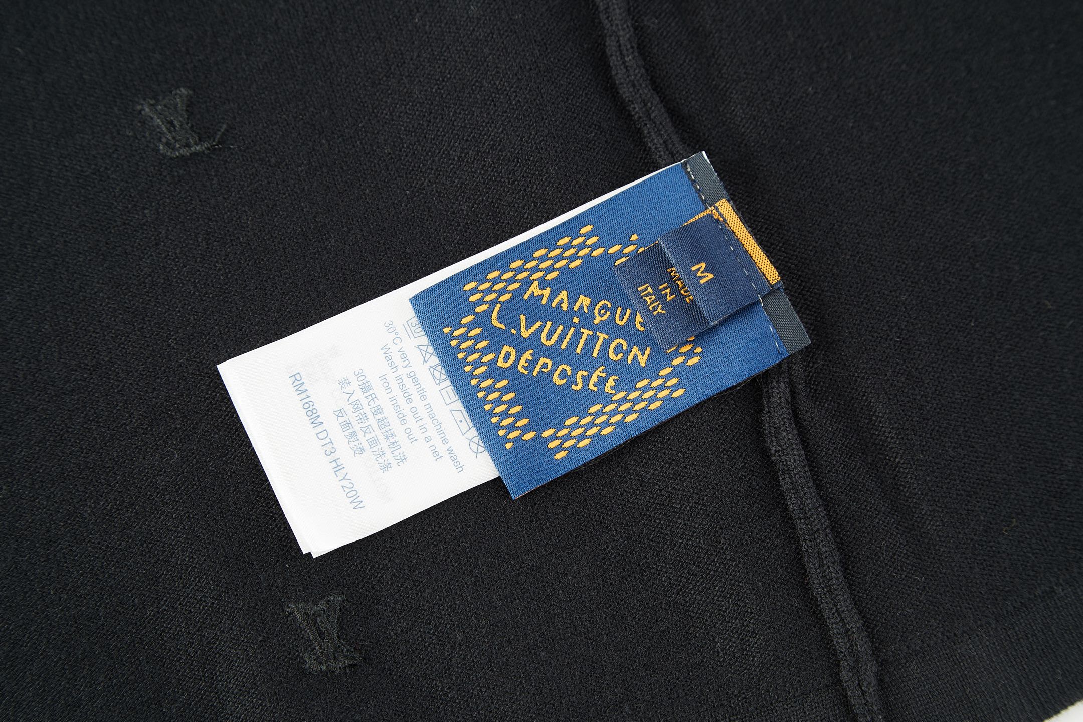 LOUIS VUITTON 路易威登 LV  满身刺绣毛织  夏季 T恤 男女同款  短袖 黑色A5