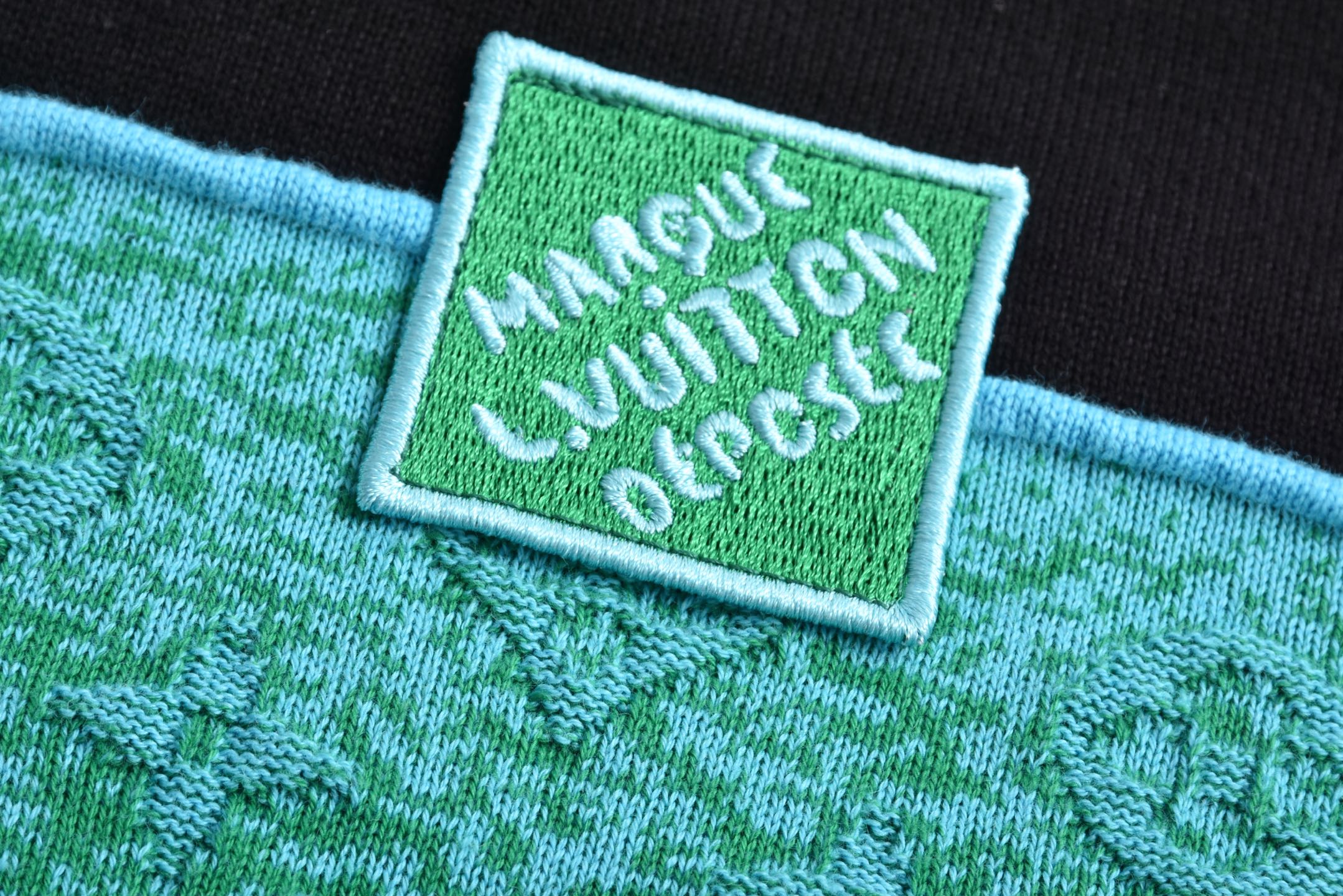 LOUIS VUITTON 路易威登 LV 拼色提花 夏季 T恤 男女同款  短袖 黑绿A5