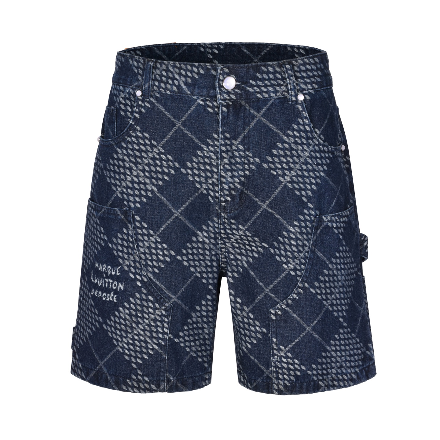 LOUIS VUITTON 路易威登 LV 棋盘格牛仔 短裤 休闲裤 裤子 五分裤  蓝色A5