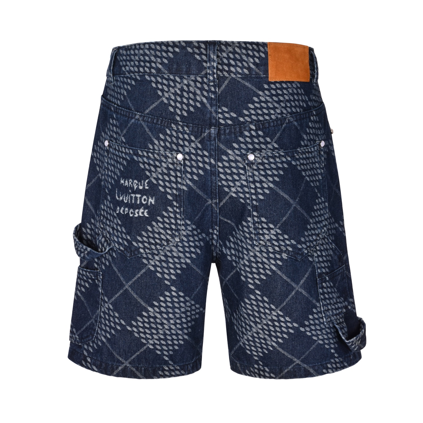 LOUIS VUITTON 路易威登 LV 棋盘格牛仔 短裤 休闲裤 裤子 五分裤  蓝色A5
