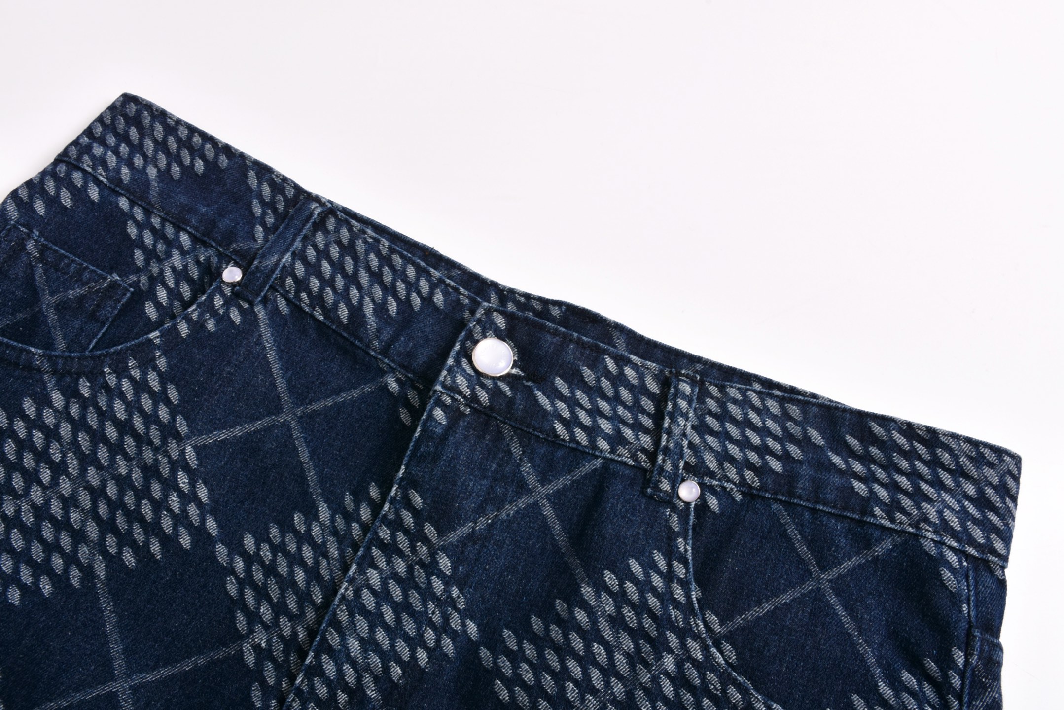 LOUIS VUITTON 路易威登 LV 棋盘格牛仔 短裤 休闲裤 裤子 五分裤  蓝色A5