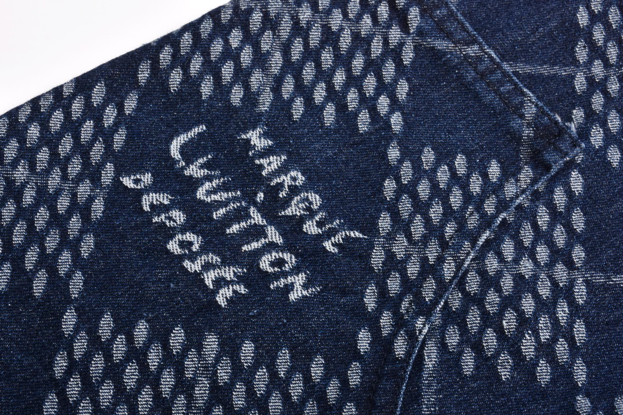 LOUIS VUITTON 路易威登 LV 棋盘格牛仔 短裤 休闲裤 裤子 五分裤  蓝色A5