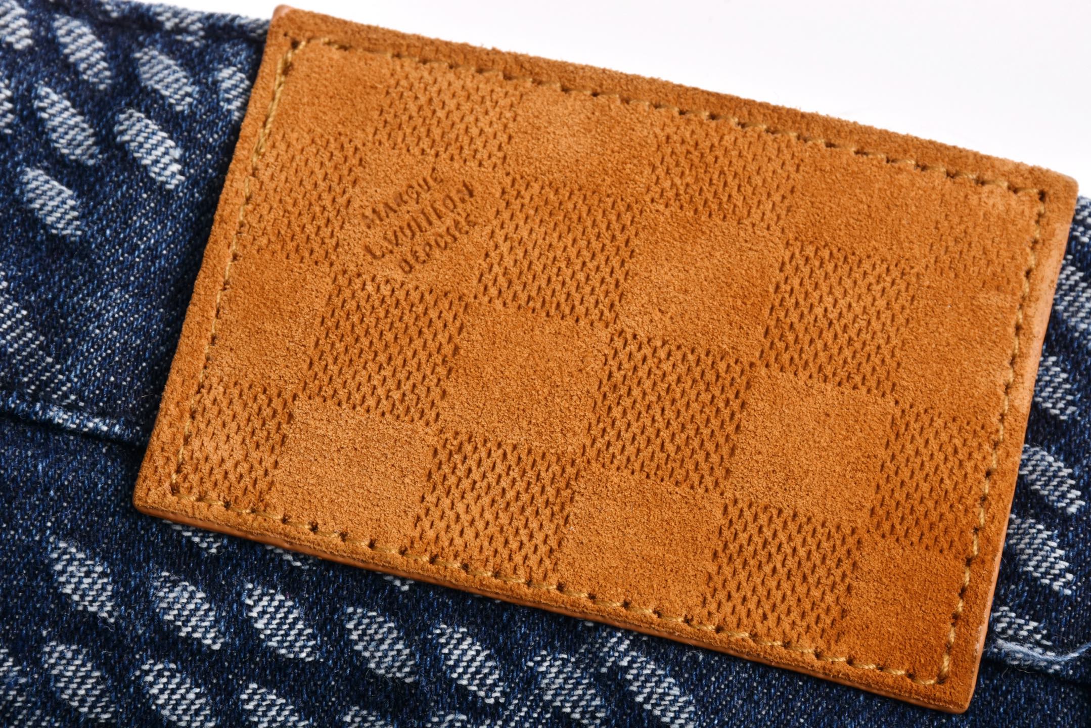 LOUIS VUITTON 路易威登 LV 棋盘格牛仔 短裤 休闲裤 裤子 五分裤  蓝色A5