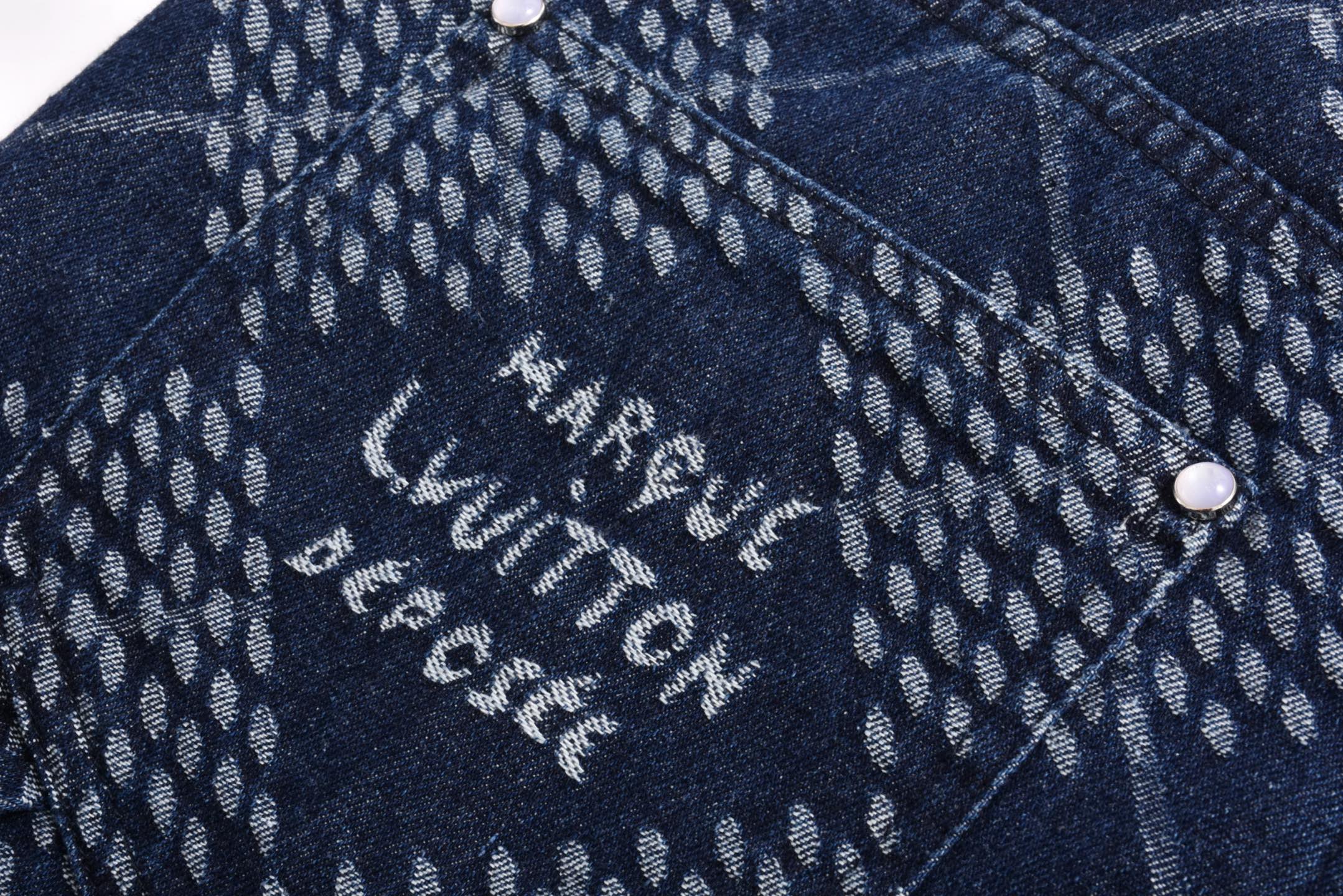 LOUIS VUITTON 路易威登 LV 棋盘格牛仔 短裤 休闲裤 裤子 五分裤  蓝色A5