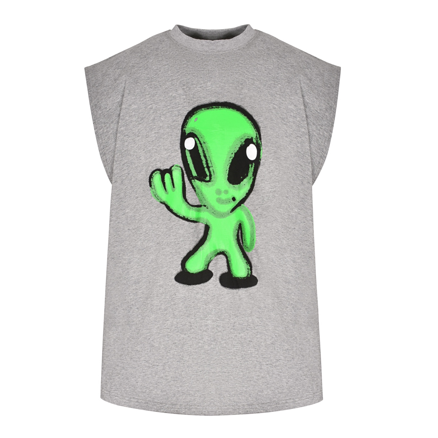 Balenciaga 巴黎世家 外星人 背心  印花 短袖 T恤 圆领 短款 夏季 灰色A5