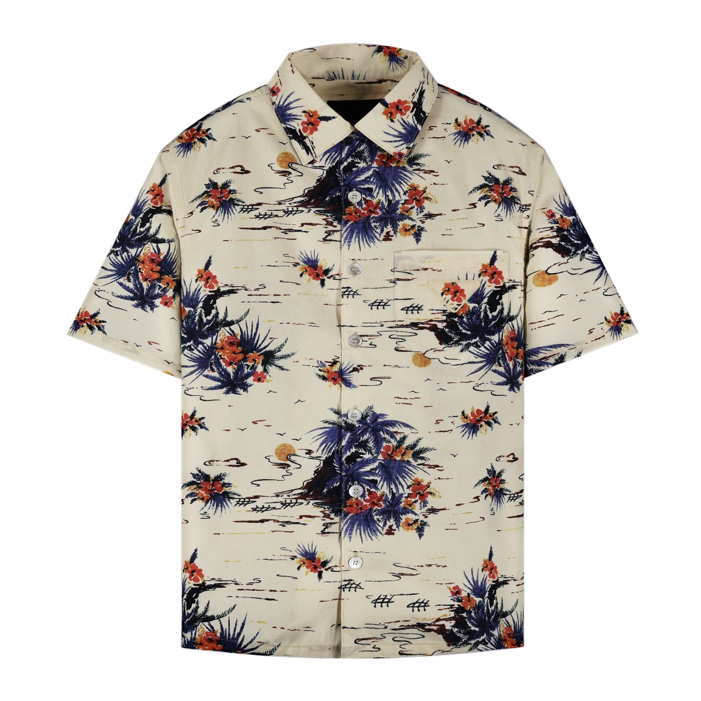 PRADA 普拉达花草  衬衫 休闲夏季 短袖 T恤 A5