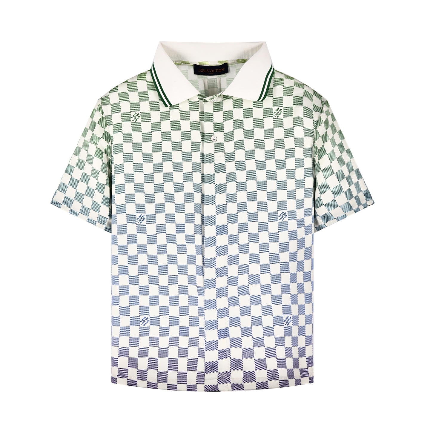 LOUIS VUITTON 路易威登 LV 丝绸彩色棋盘格 夏季 T恤 男女同款  短袖 白绿A5