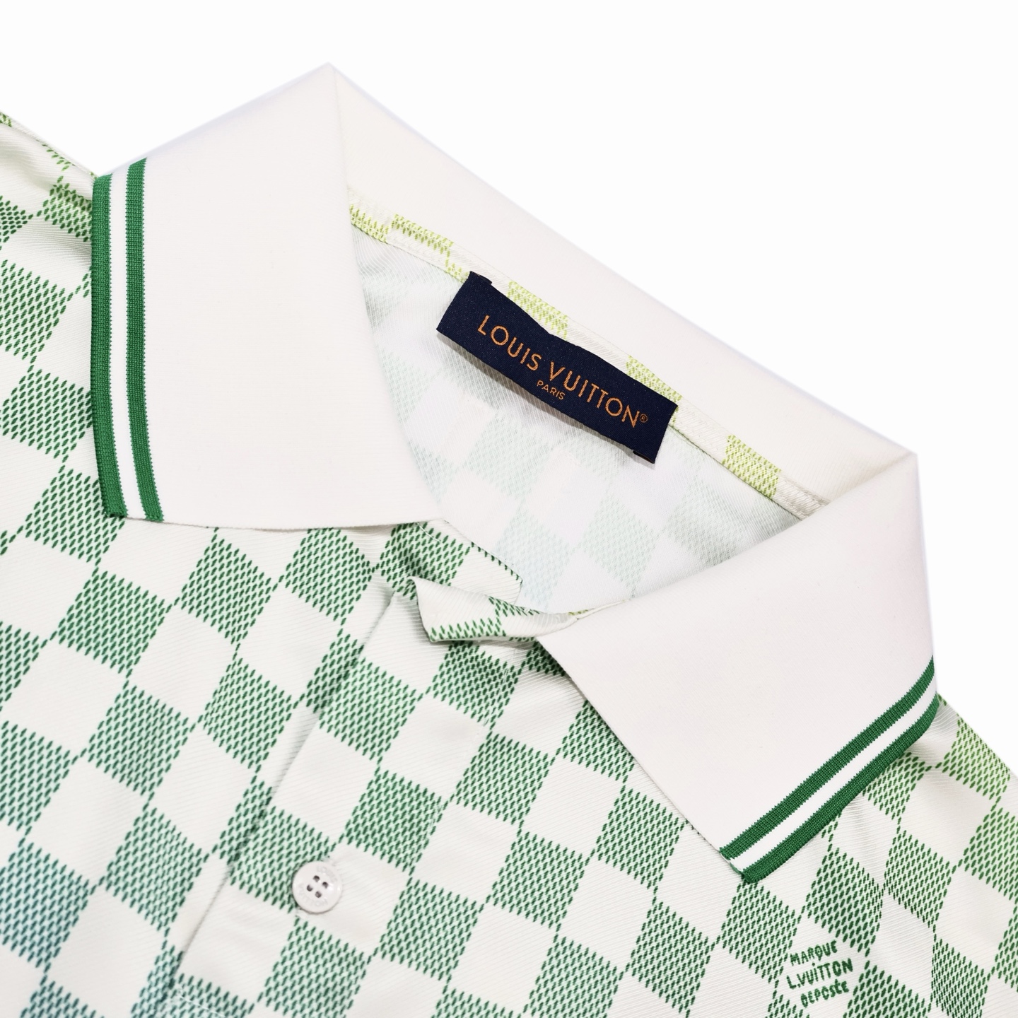 LOUIS VUITTON 路易威登 LV 丝绸彩色棋盘格 夏季 T恤 男女同款  短袖 白绿A5