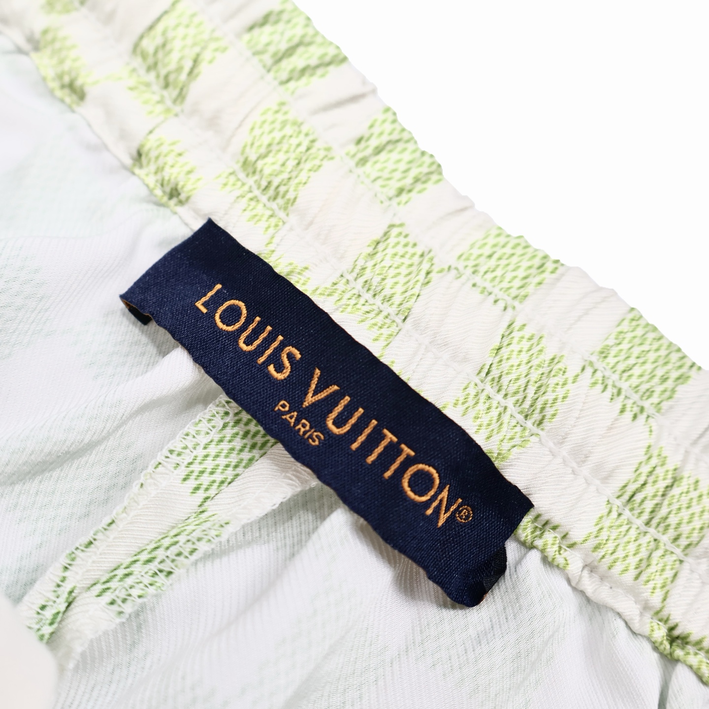 LOUIS VUITTON 路易威登 LV 丝绸棋盘格 短裤 休闲裤 裤子 五分裤  白绿A5