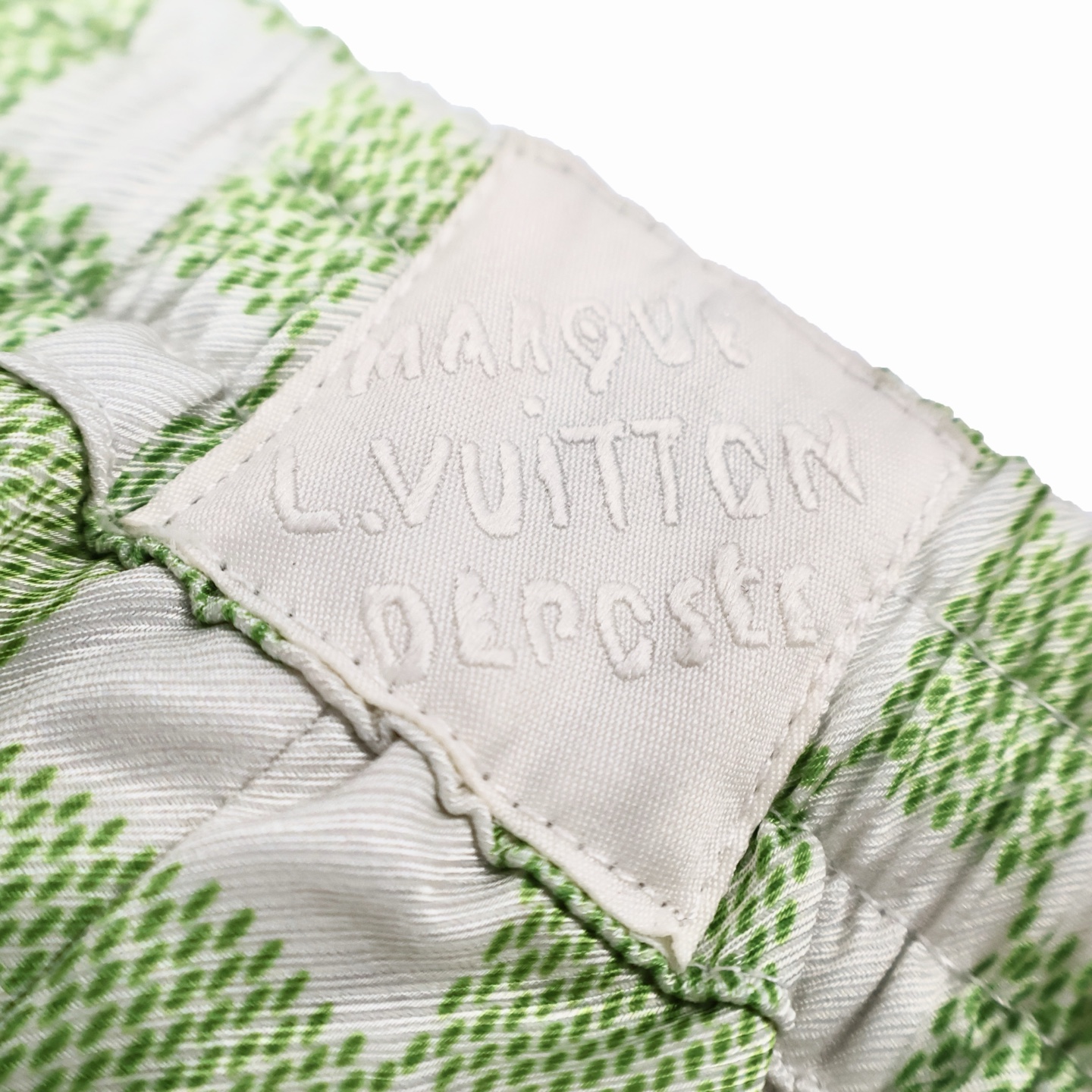 LOUIS VUITTON 路易威登 LV 丝绸棋盘格 短裤 休闲裤 裤子 五分裤  白绿A5
