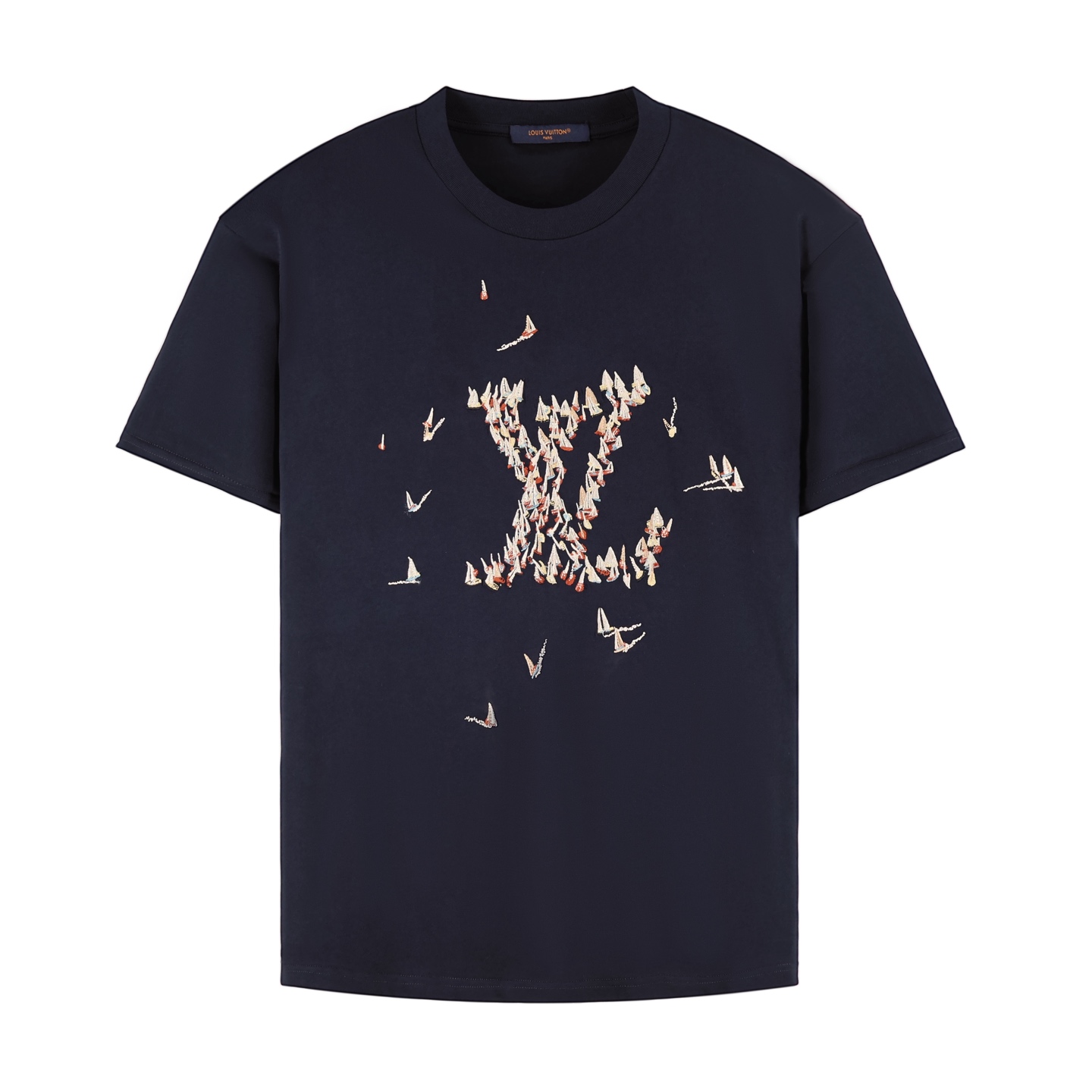 LOUIS VUITTON 路易威登 LV 千纸鹤刺绣 夏季 T恤 男女同款  短袖 黑色A2