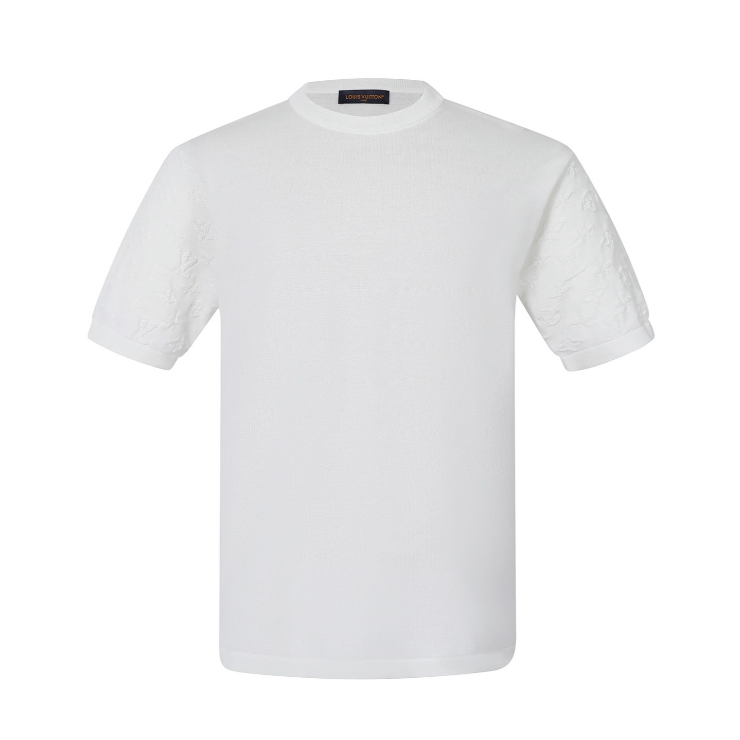 LOUIS VUITTON 路易威登 LV 提花暗纹logo 毛织 夏季 T恤 男女同款  短袖 黑色 白色 棕色A5