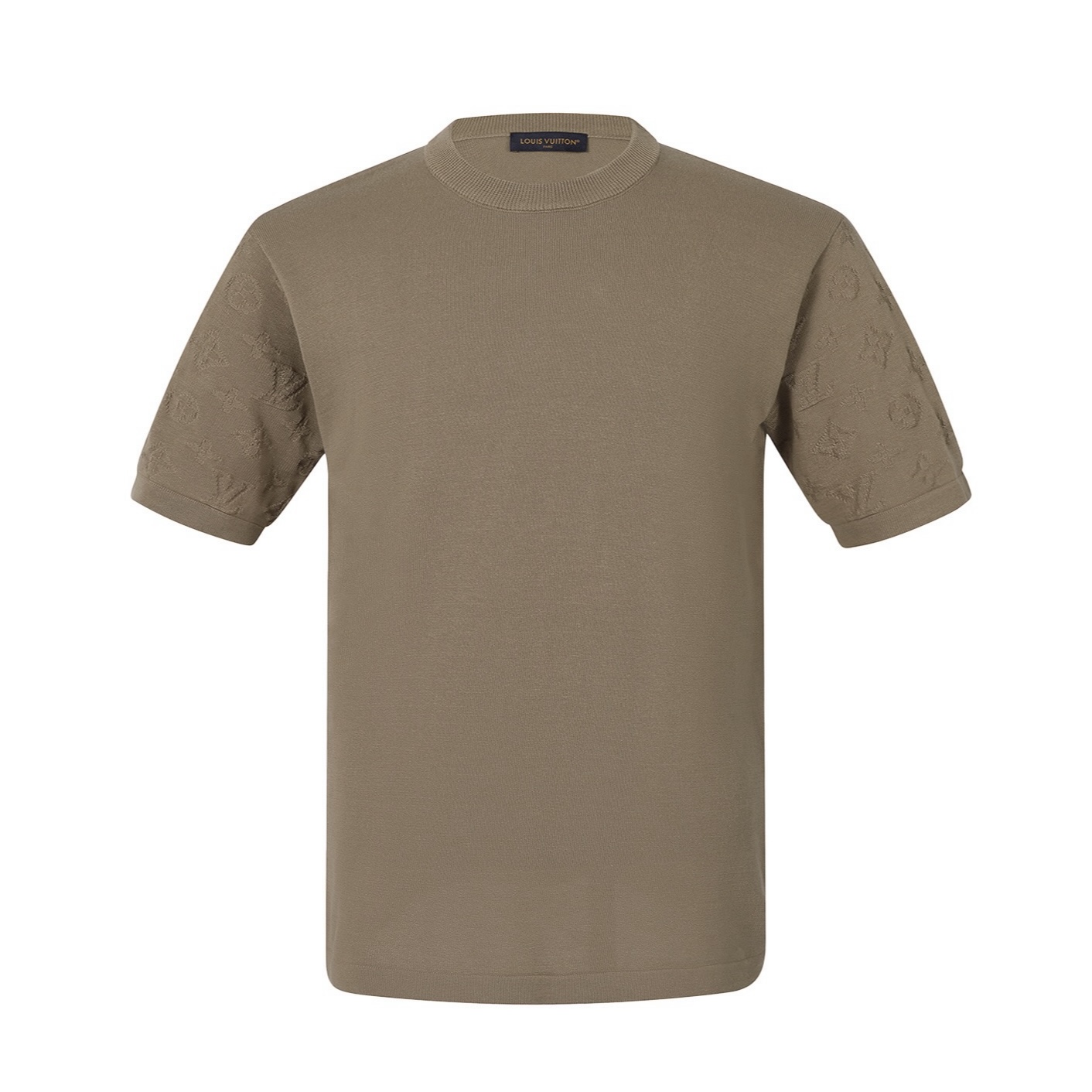 LOUIS VUITTON 路易威登 LV 提花暗纹logo 毛织 夏季 T恤 男女同款  短袖 黑色 白色 棕色A5