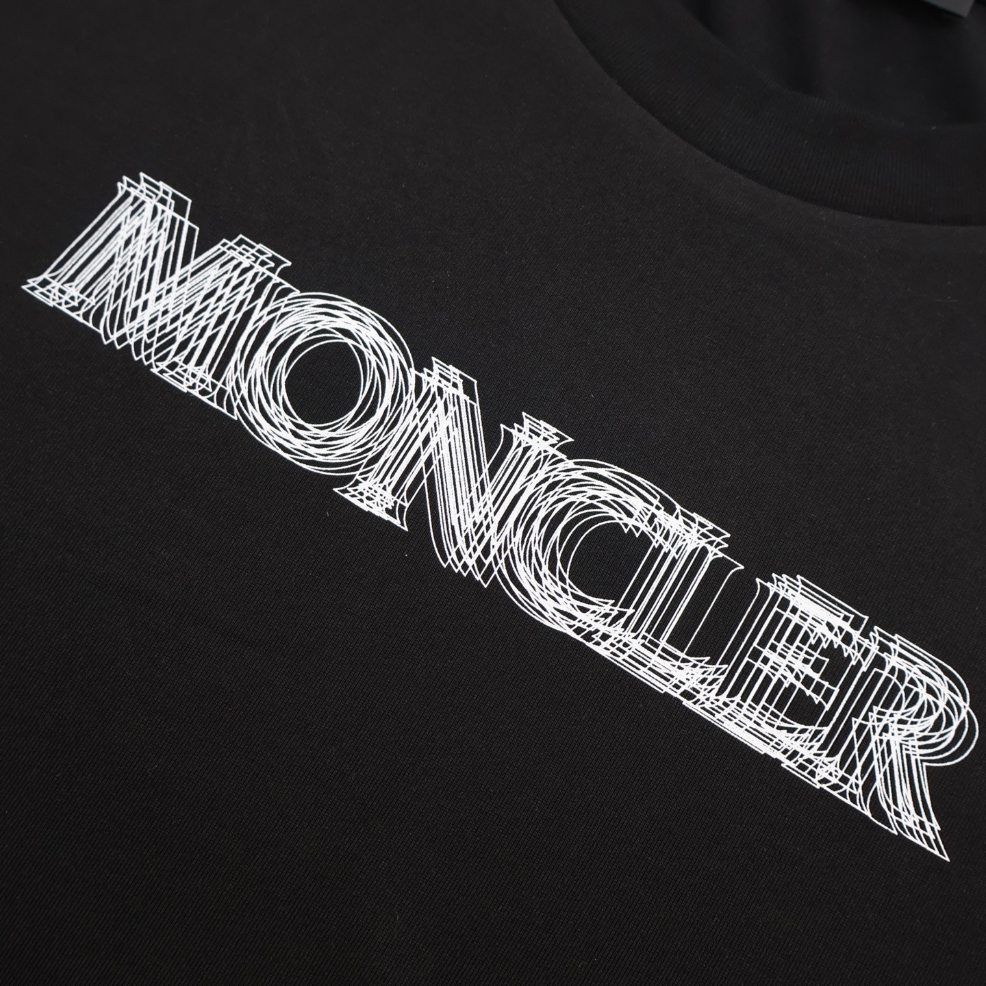 Moncler 蒙口 重影标识 圆领 宽松 透气 短袖T恤 白色 黑色-A2