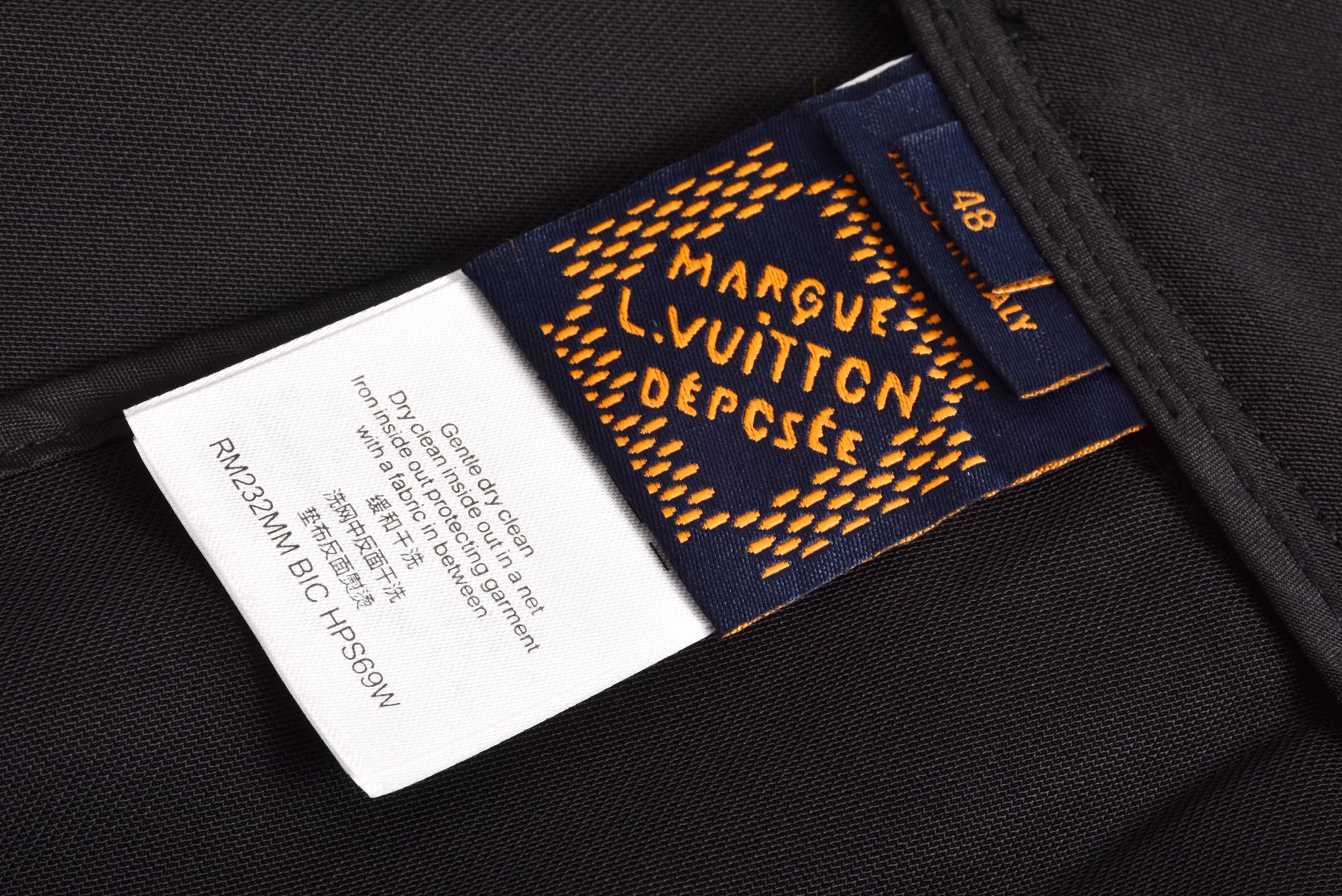 LOUIS VUITTON  路易威登 LV 渐变刺绣织带西裤  直筒 裤子 长裤 黑色C0