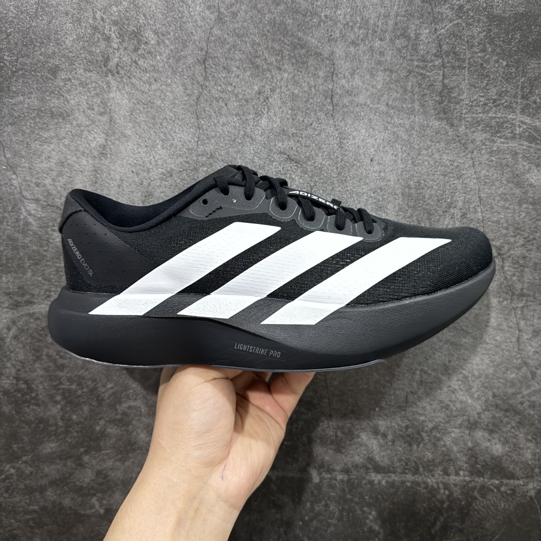 Adidas Adizero Evo SL 低筒 舒适百搭 防滑耐磨 马拉松 训练竞速 跑步鞋 女款 男款 波鞋 黑白 JP7149