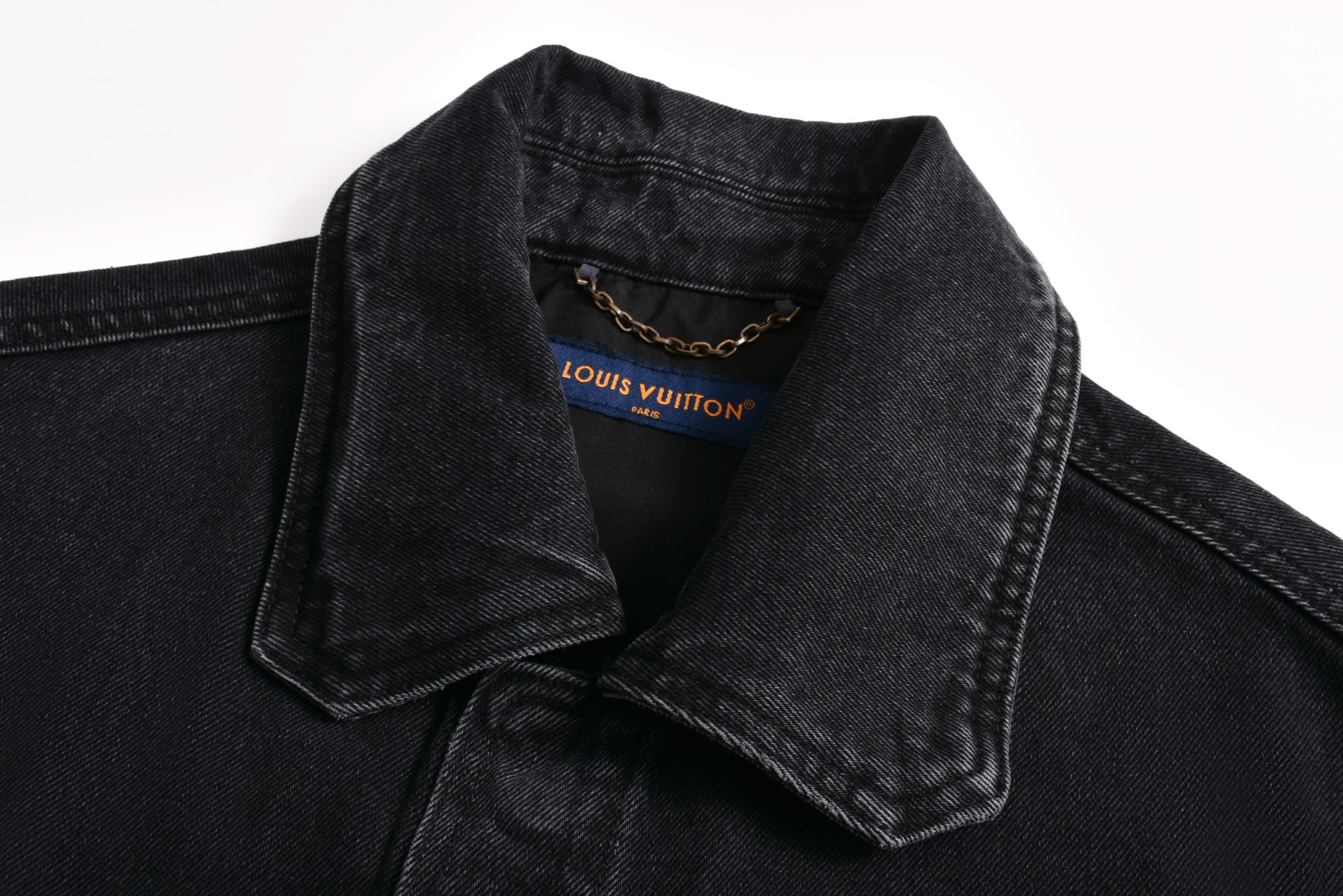 LOUIS VUITTON 路易威登 LV 浮雕压花  短袖 牛仔衬衫 黑色-B0 